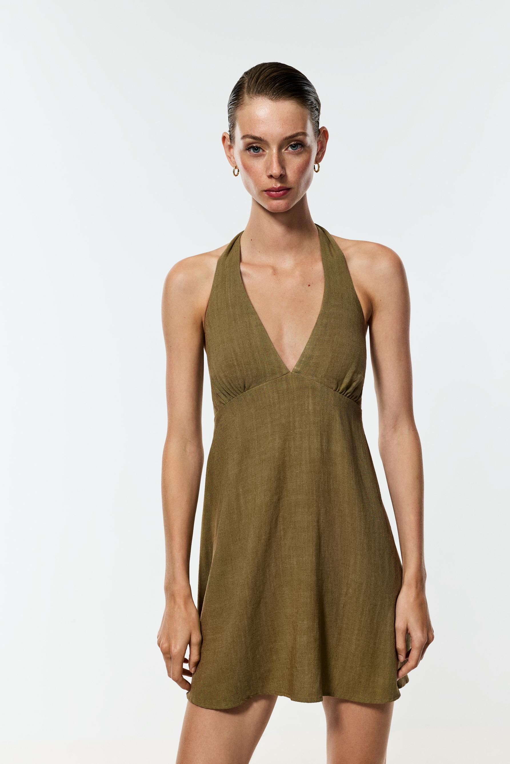 Rustic short dress — MEDIUM KHAKI