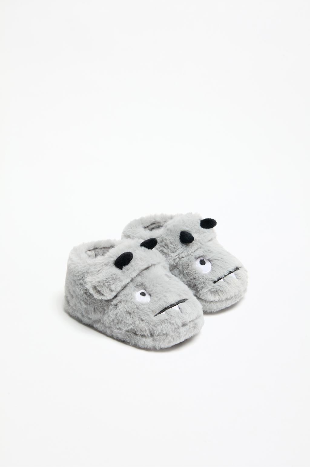 Faux fur monster house slippers