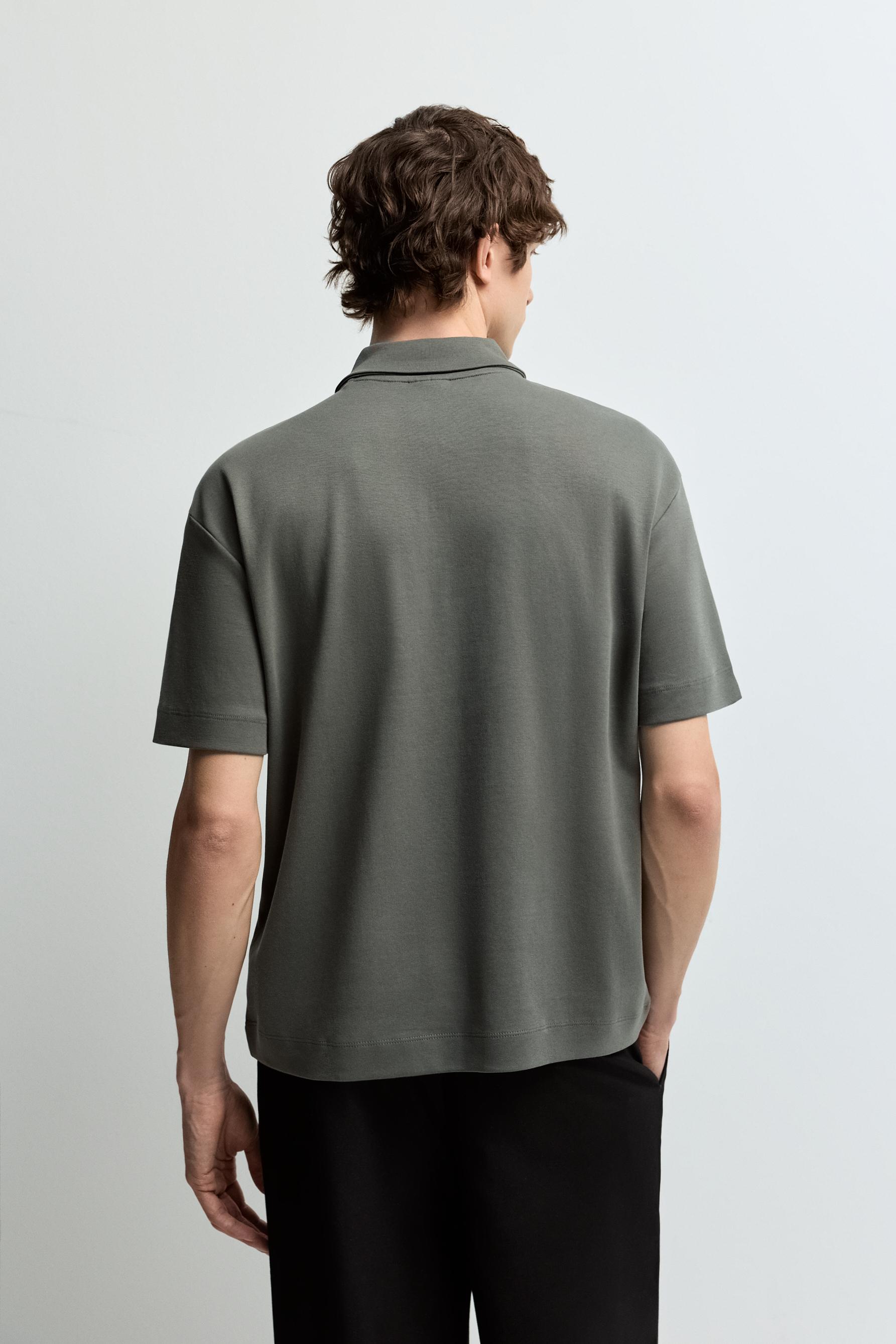 Interlock zip-up polo shirt — GREEN