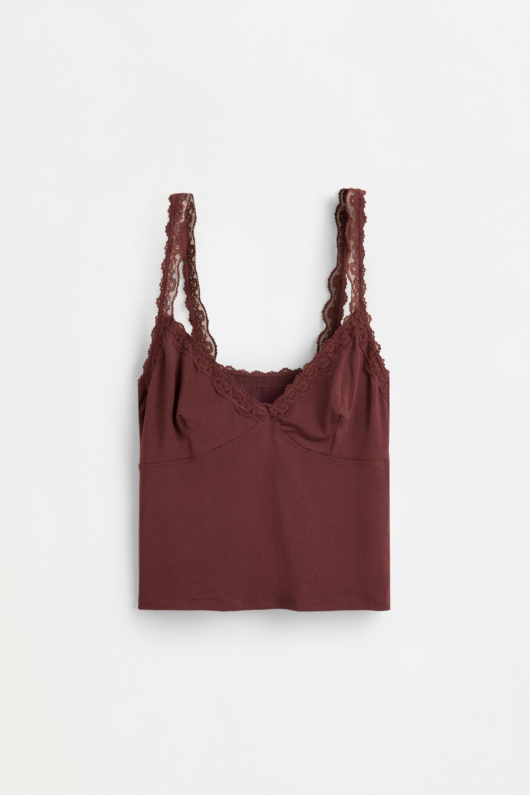 Modal lace top — CHOCOLATE