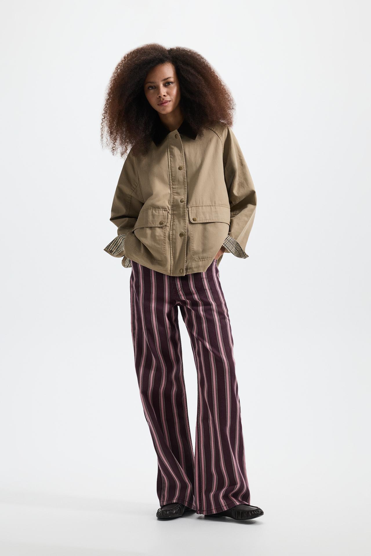 Striped wide-leg jeans — ECRU/WHITE