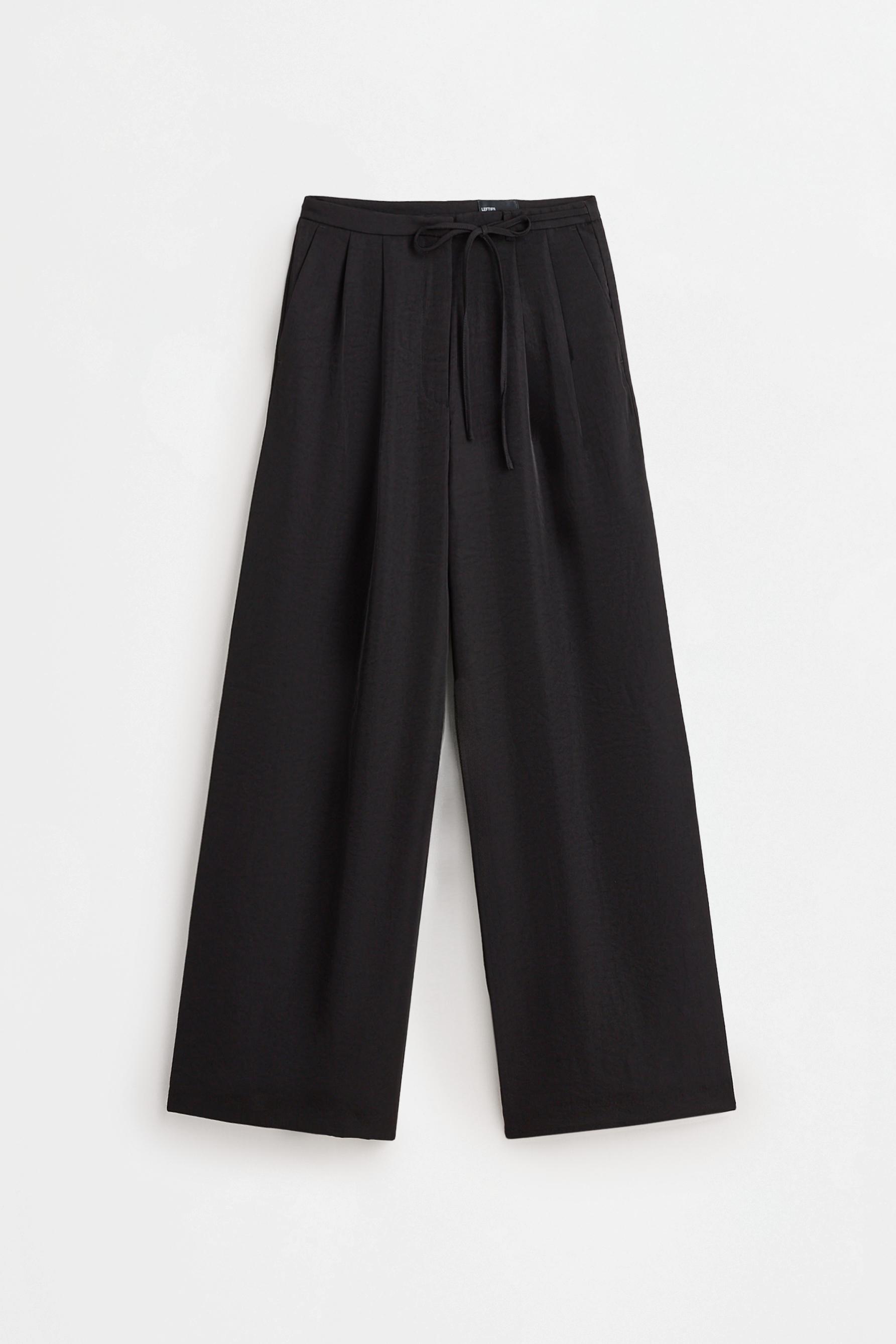 Satin wide-leg trousers — BLACK