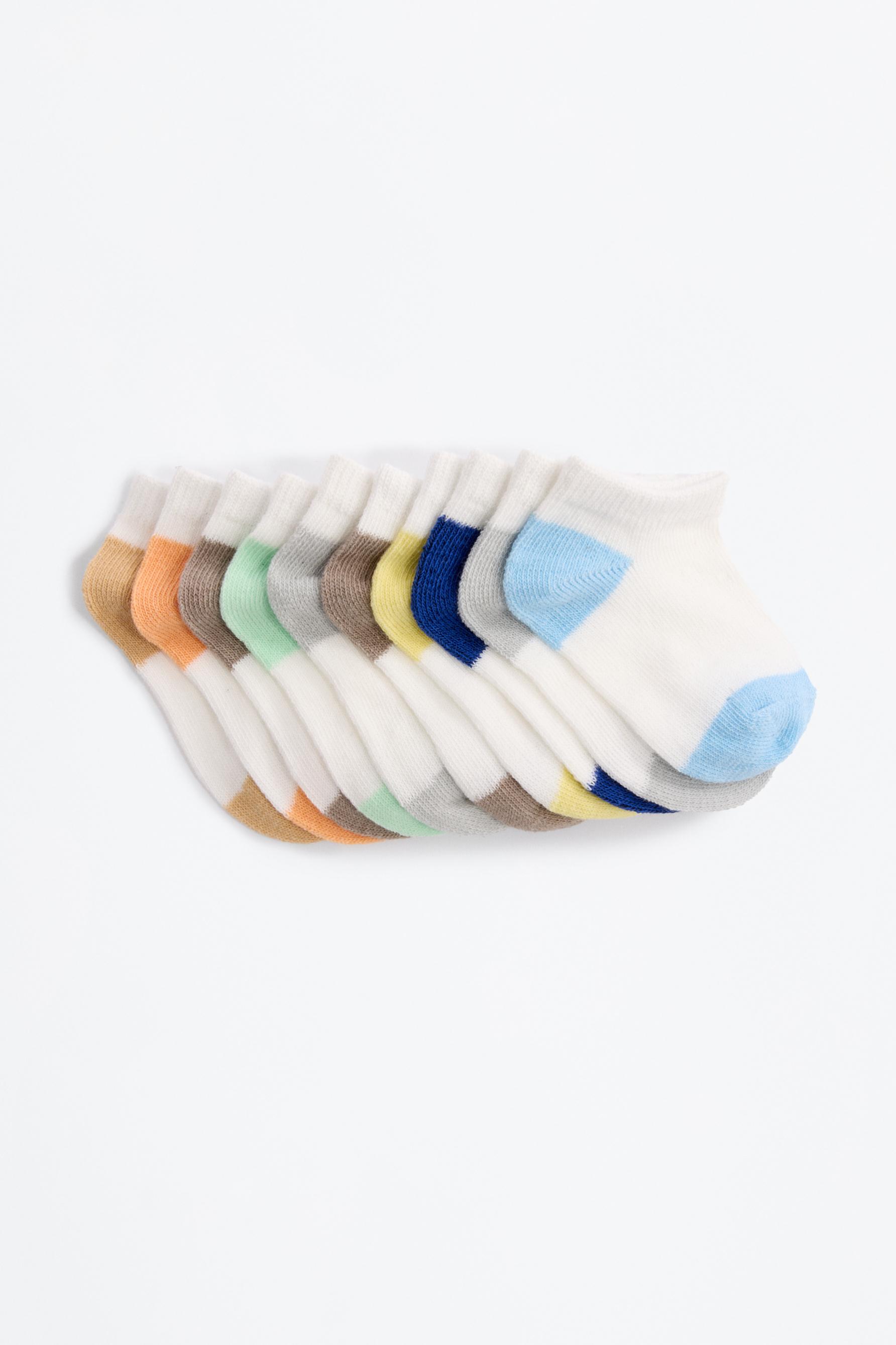 Ankle socks (Pack 10) — WHITE/SKY BLUE