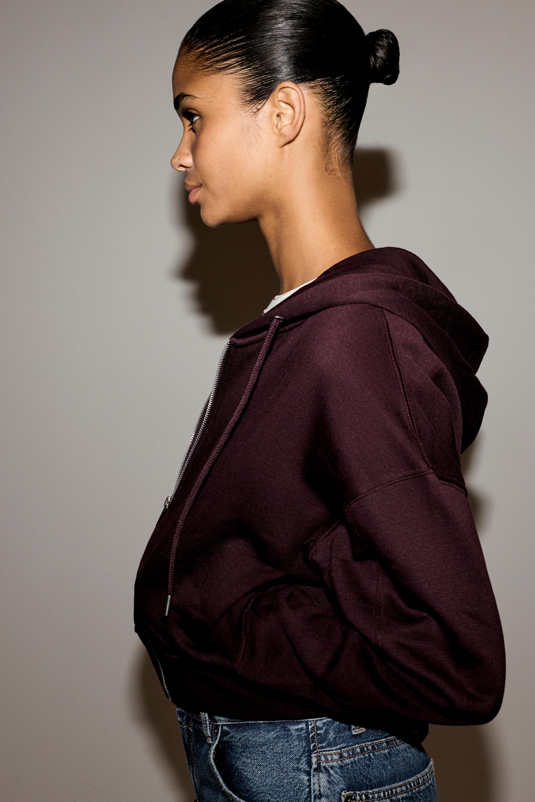 Basic zip-up sweatshirt — MAROON