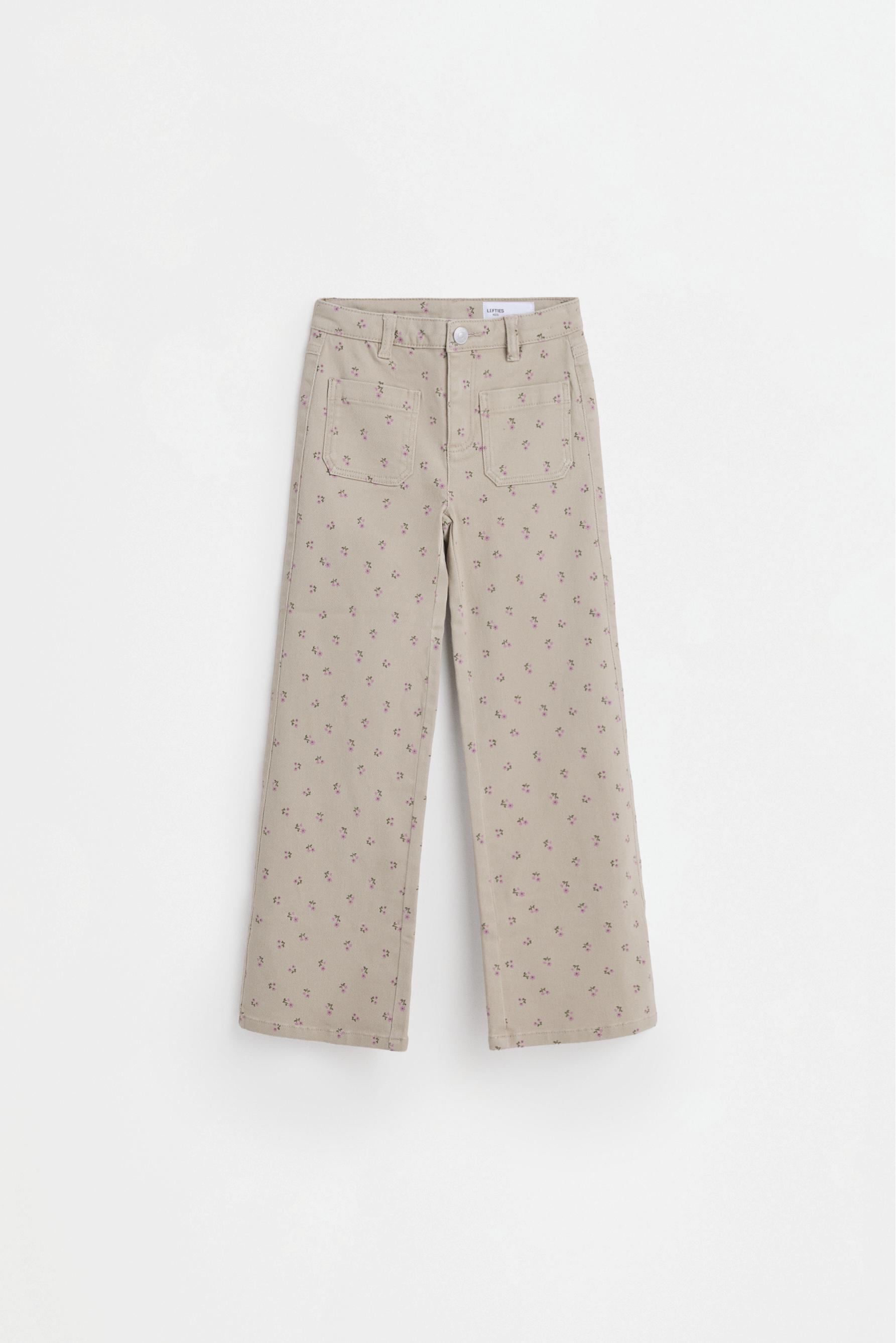 Twill bell bottom trousers — PALE KHAKI