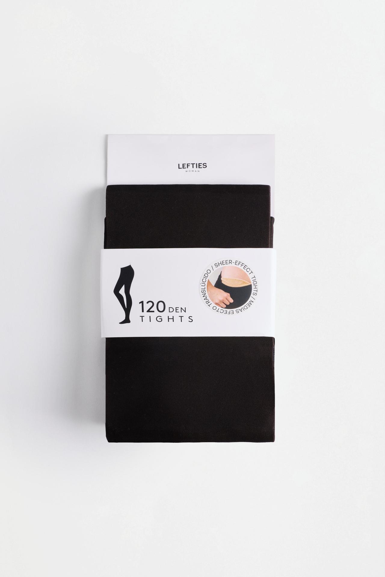 120 den leather-effect tights — BLACK