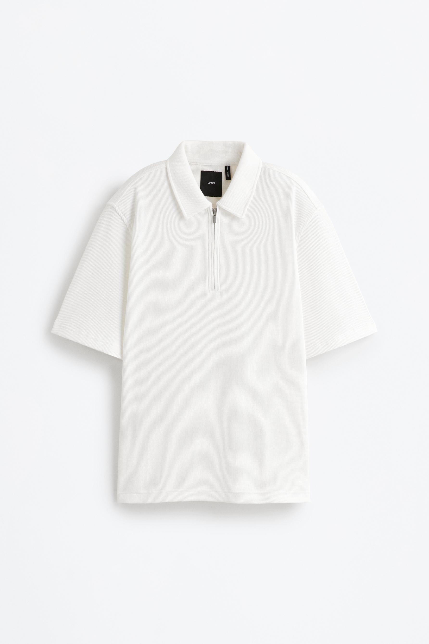 Waffle texture polo shirt — WHITE