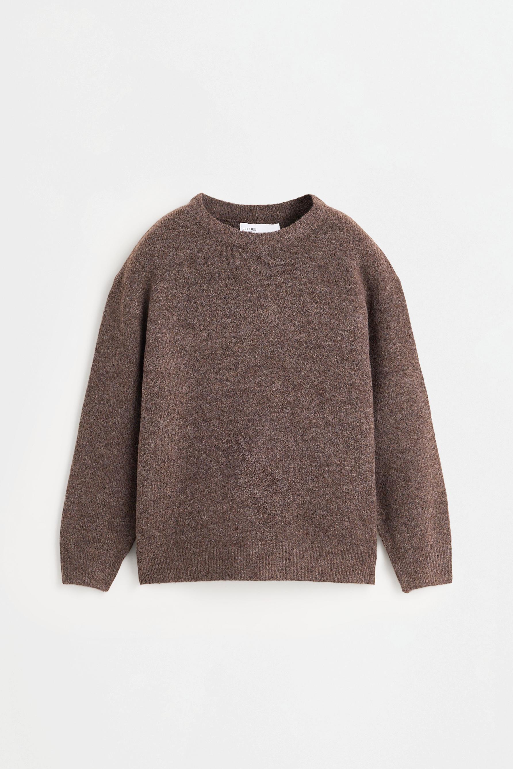 Fluffy knit sweater — BROWN MARL