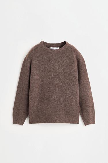 Fluffy knit sweater — BROWN MARL 1