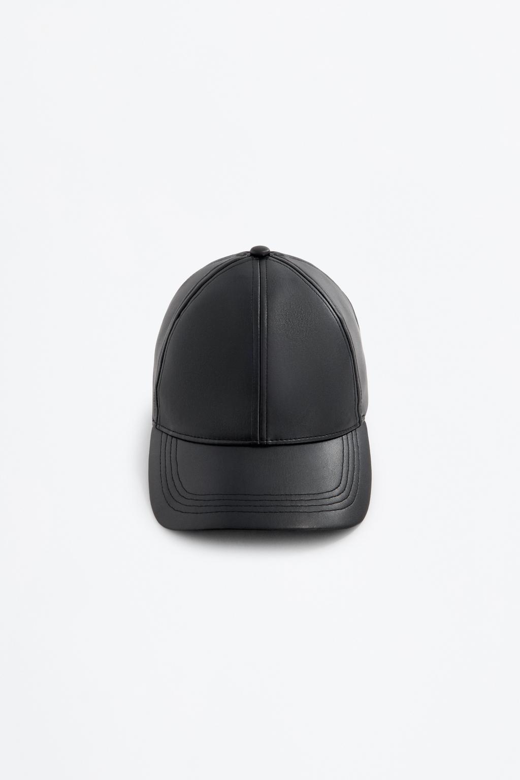 Leather effect cap
