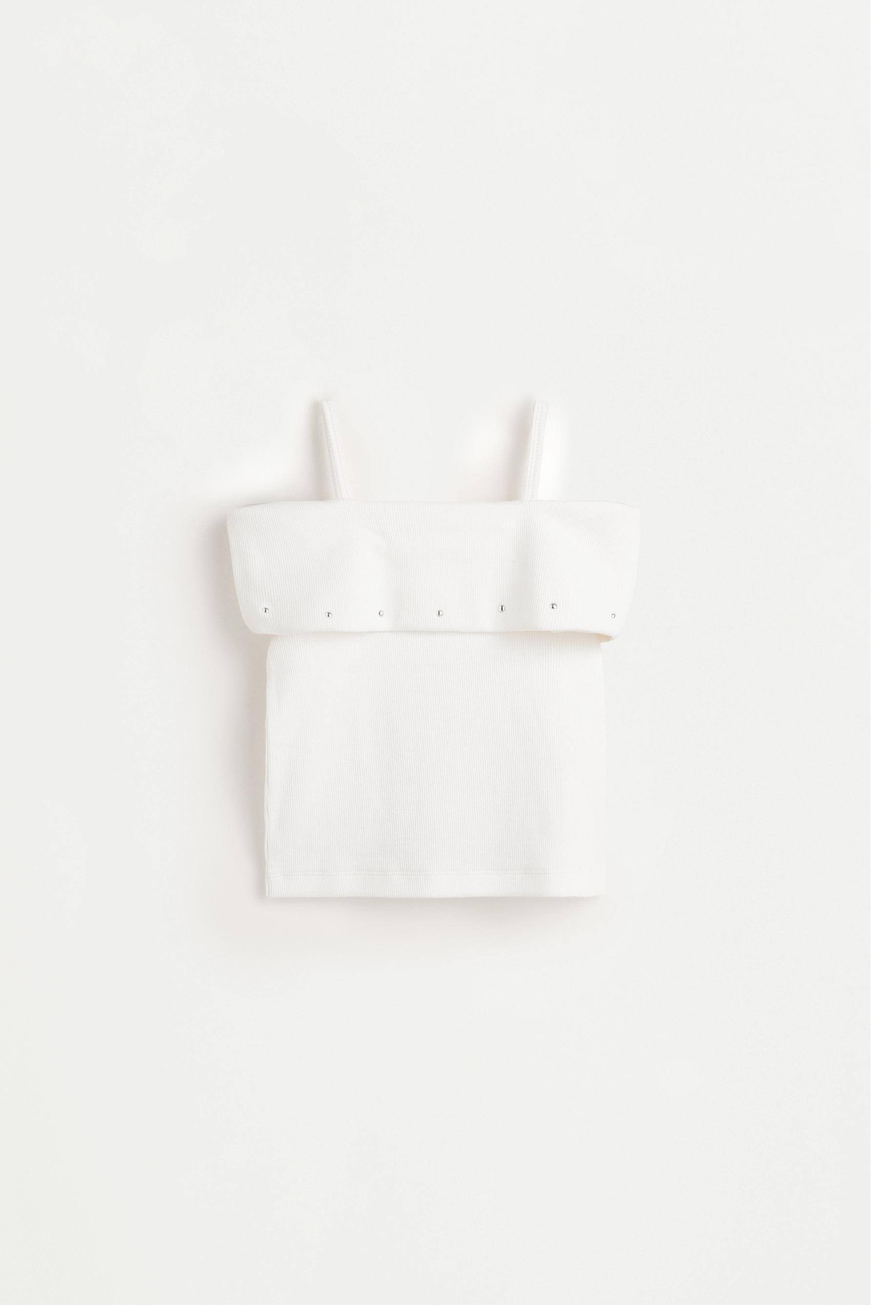Folded boat neck tank top — OFF WHITE