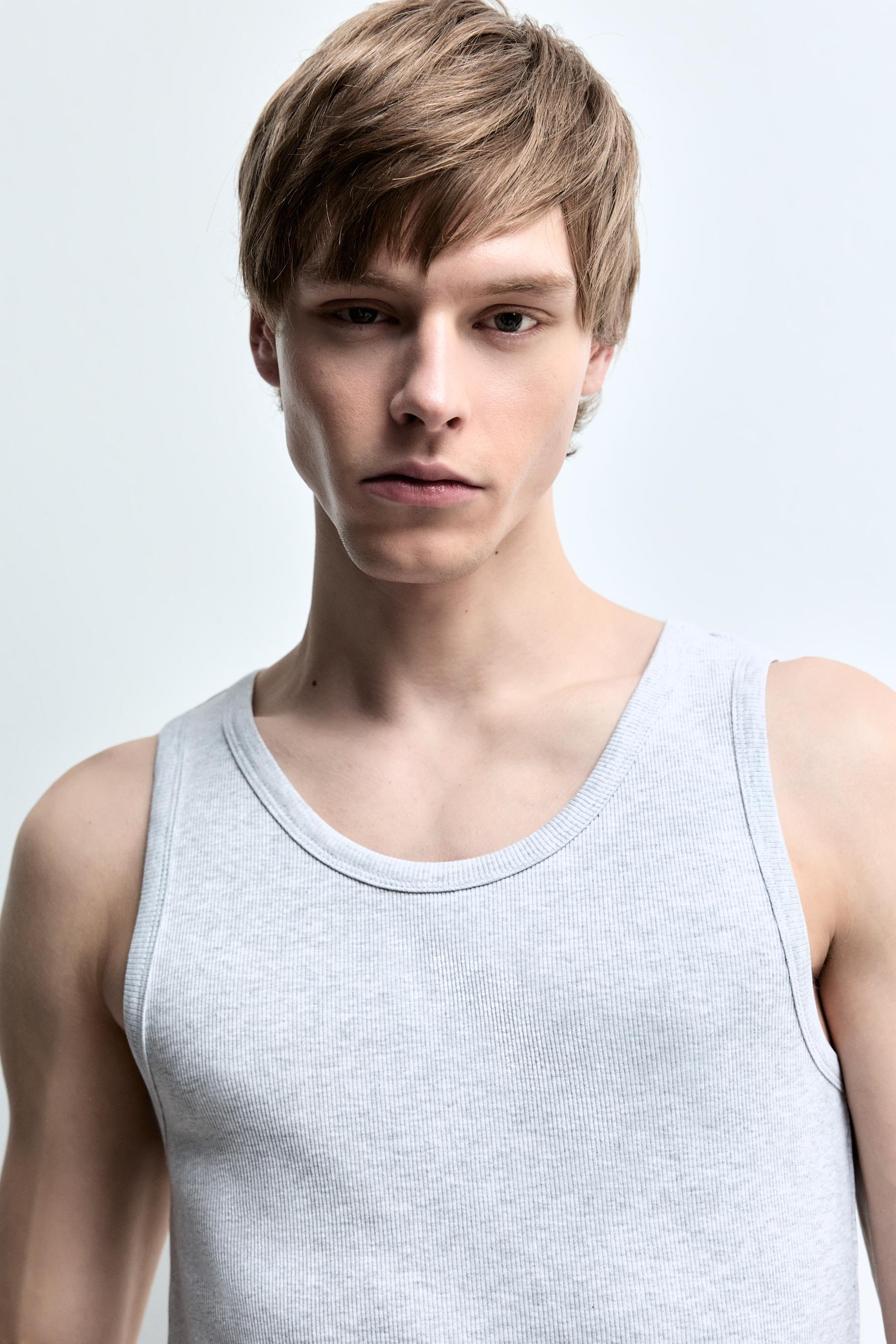 Ribbed vest top — GREY MARL
