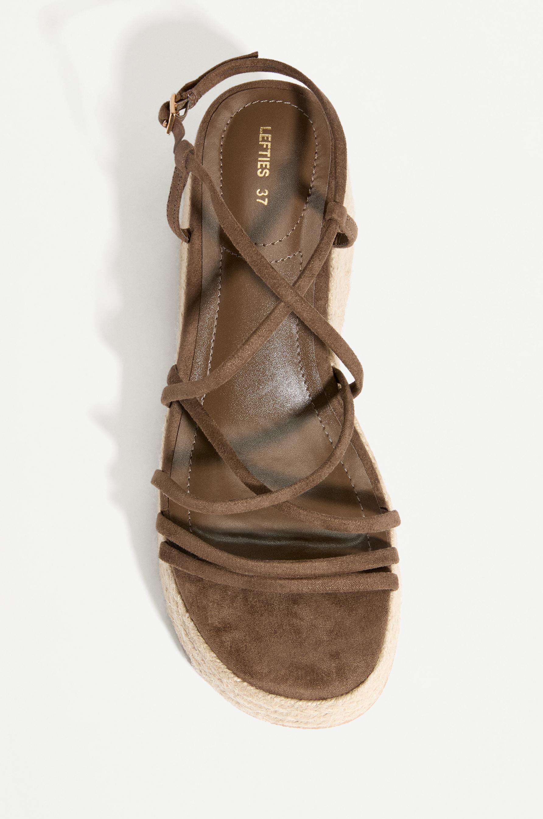Jute strap wedge sandal — BROWN
