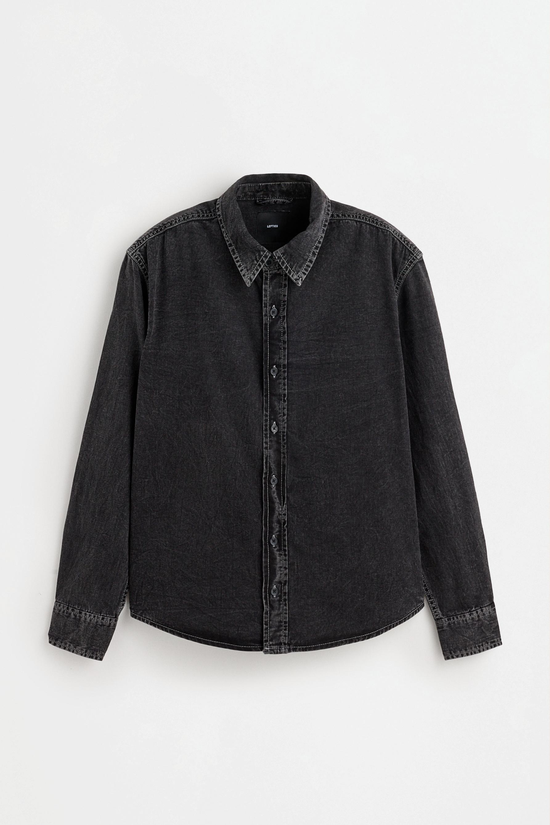 Oversize denim shirt — BLACK