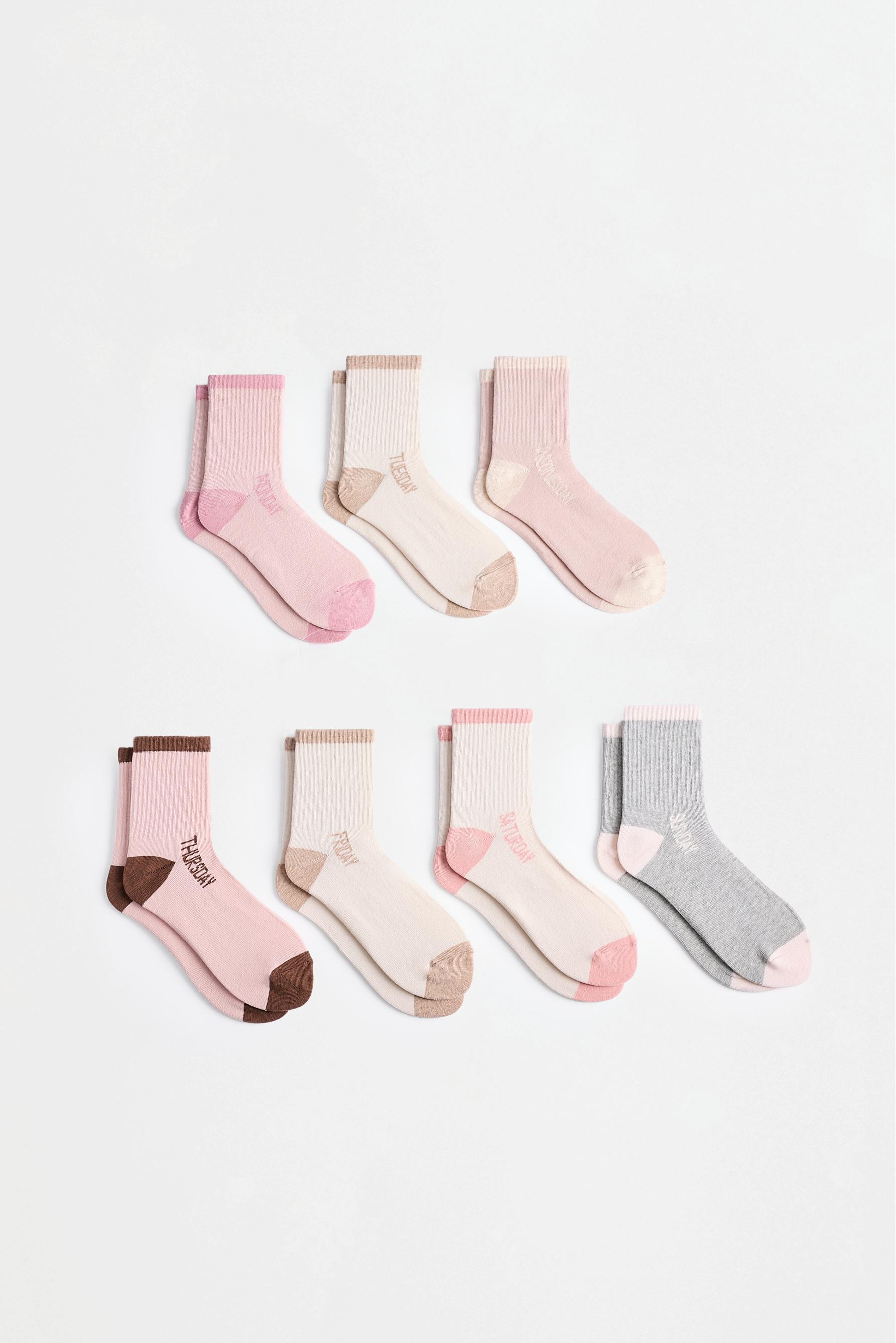 Days of the Week Ankle Socks (7-Pack) — WHITE TONES
