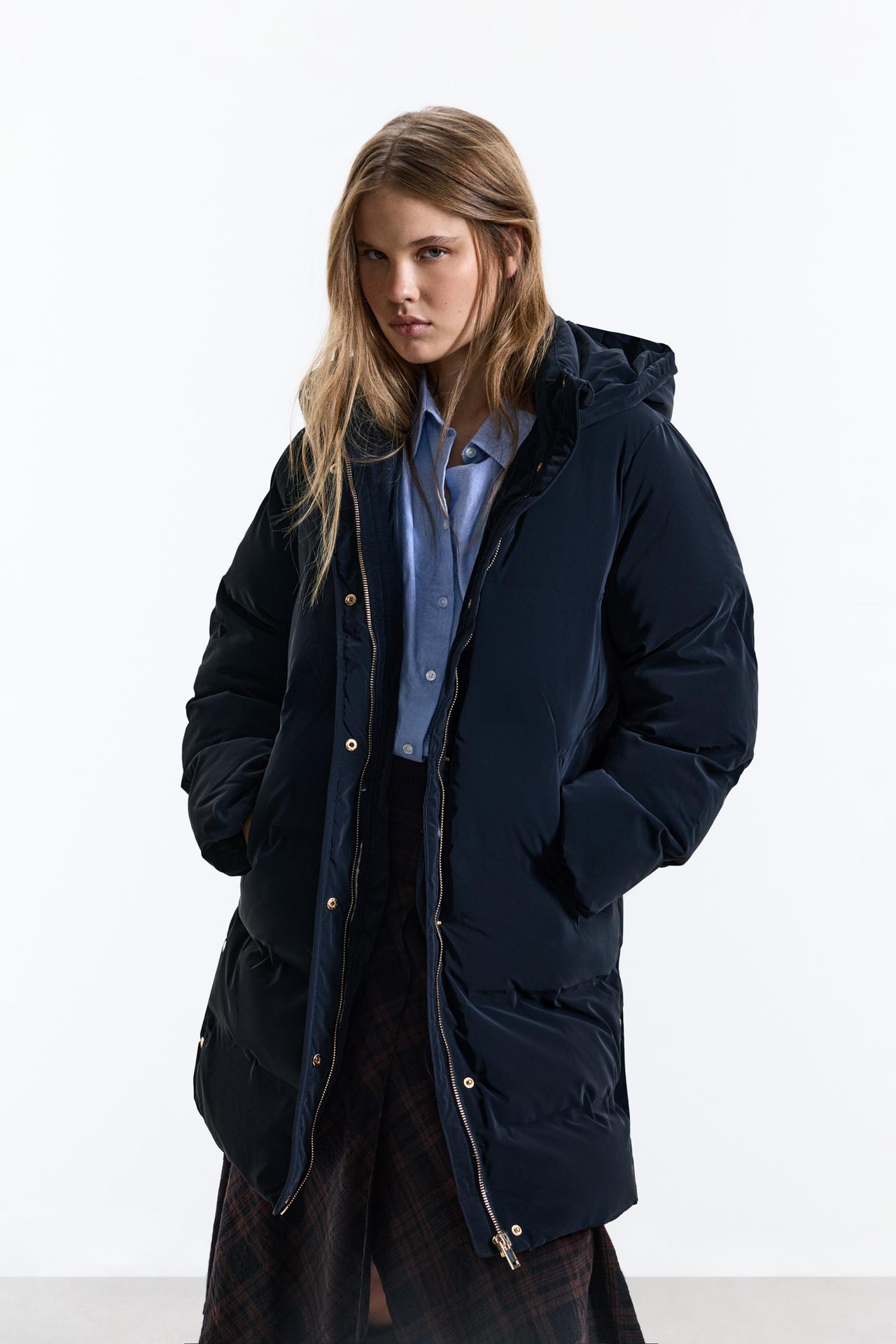 Long quilted coat — DARK BLUE