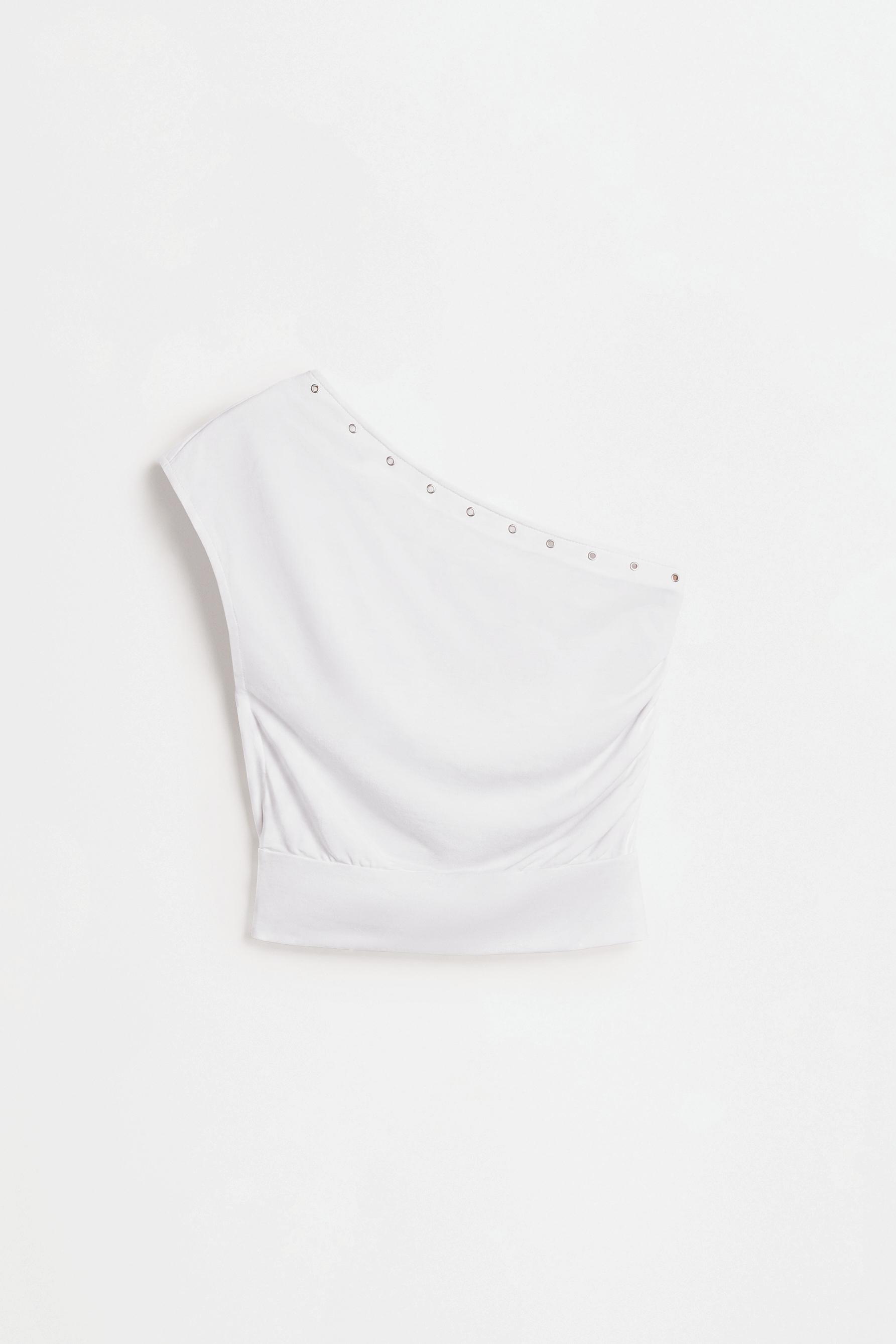Asymmetric grommet top — OFF WHITE