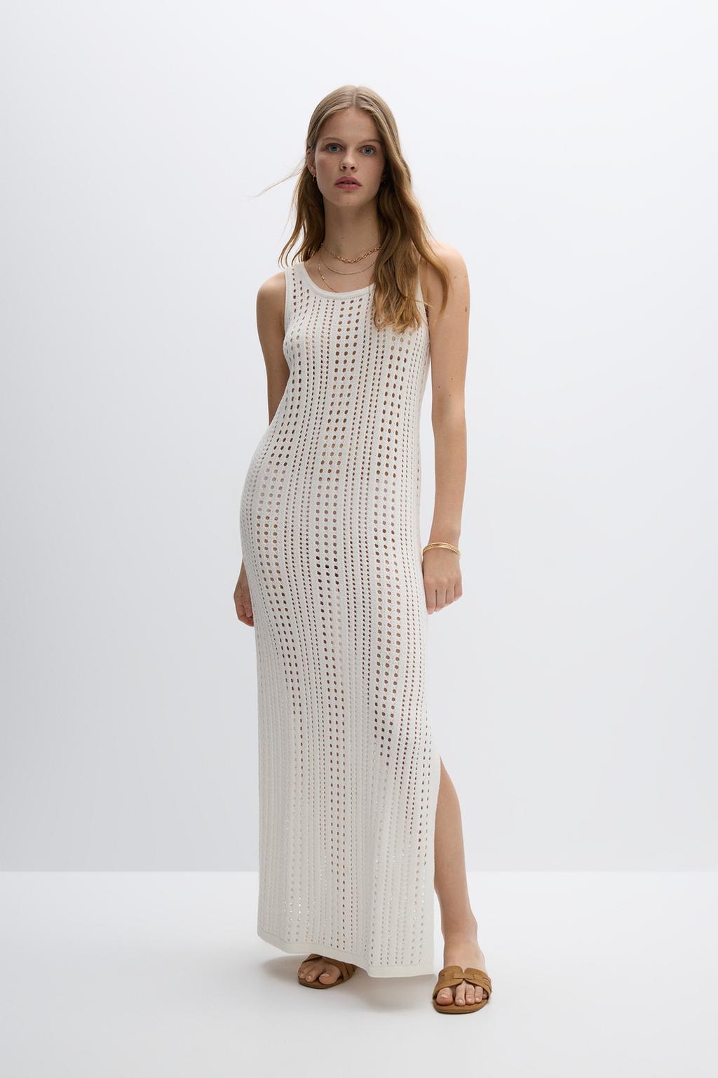 Vestito midi in maglia traforata