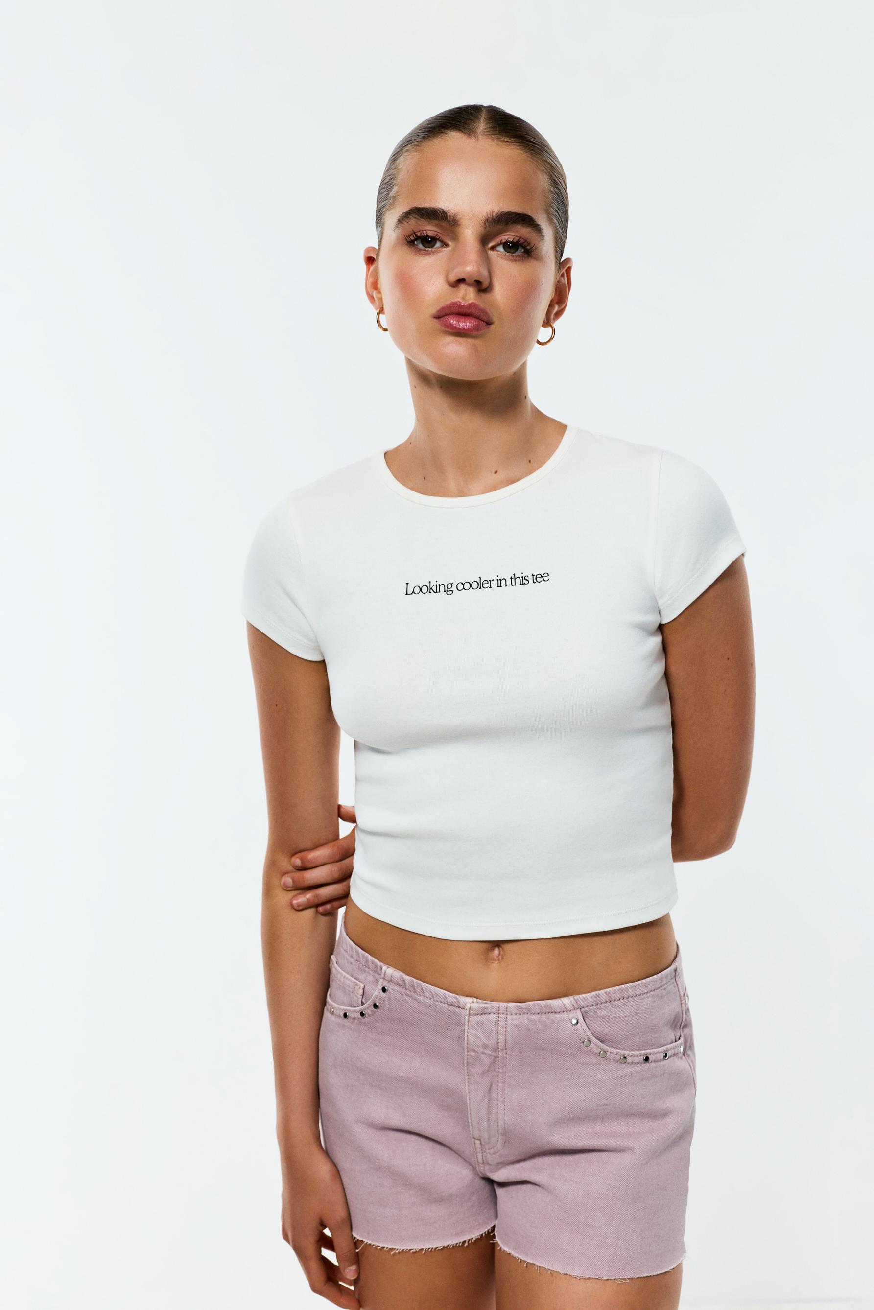 Printed Cropped T-Shirt — OFF WHITE