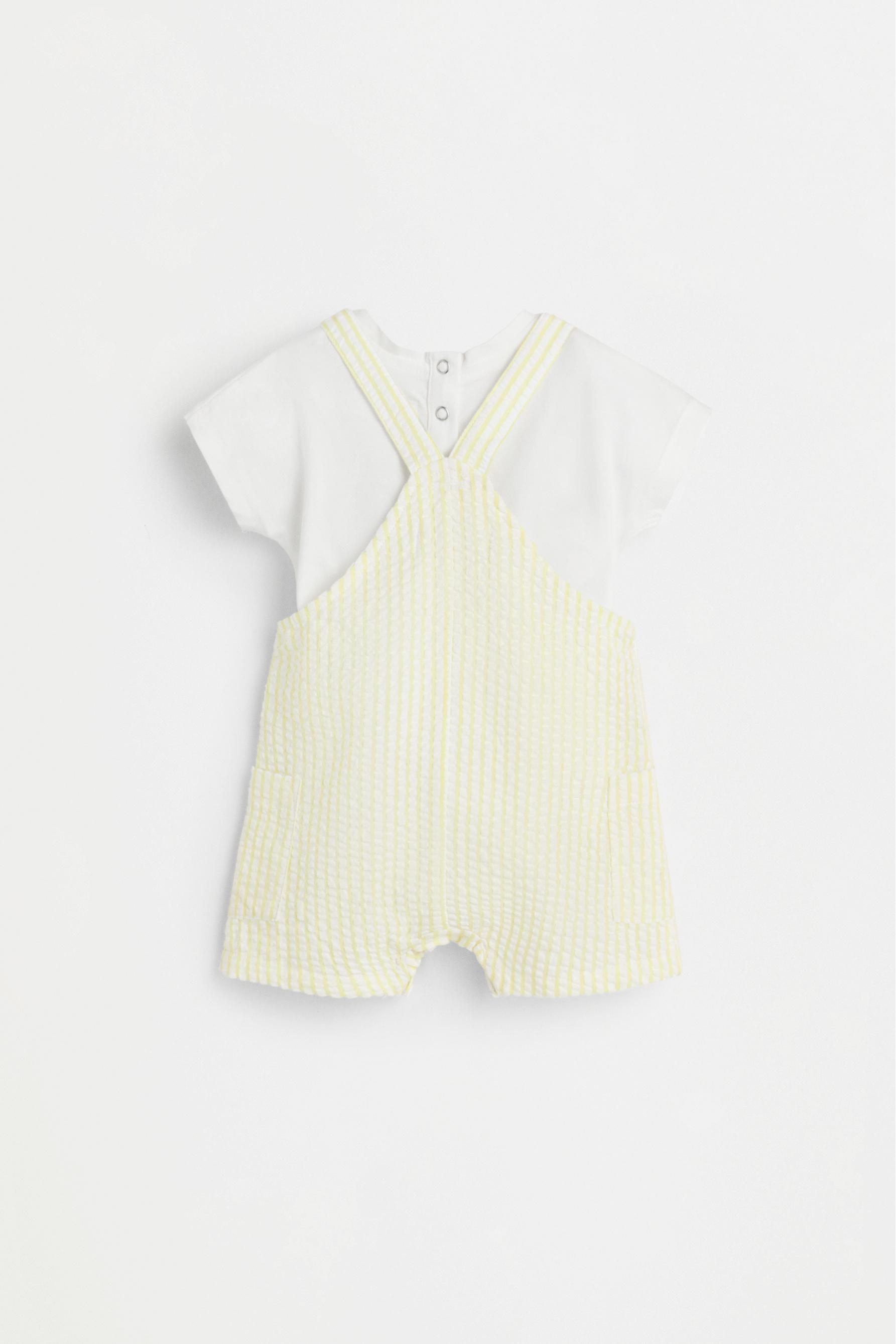 Striped bodysuit and short dungarees co-ord — TURQUOISE