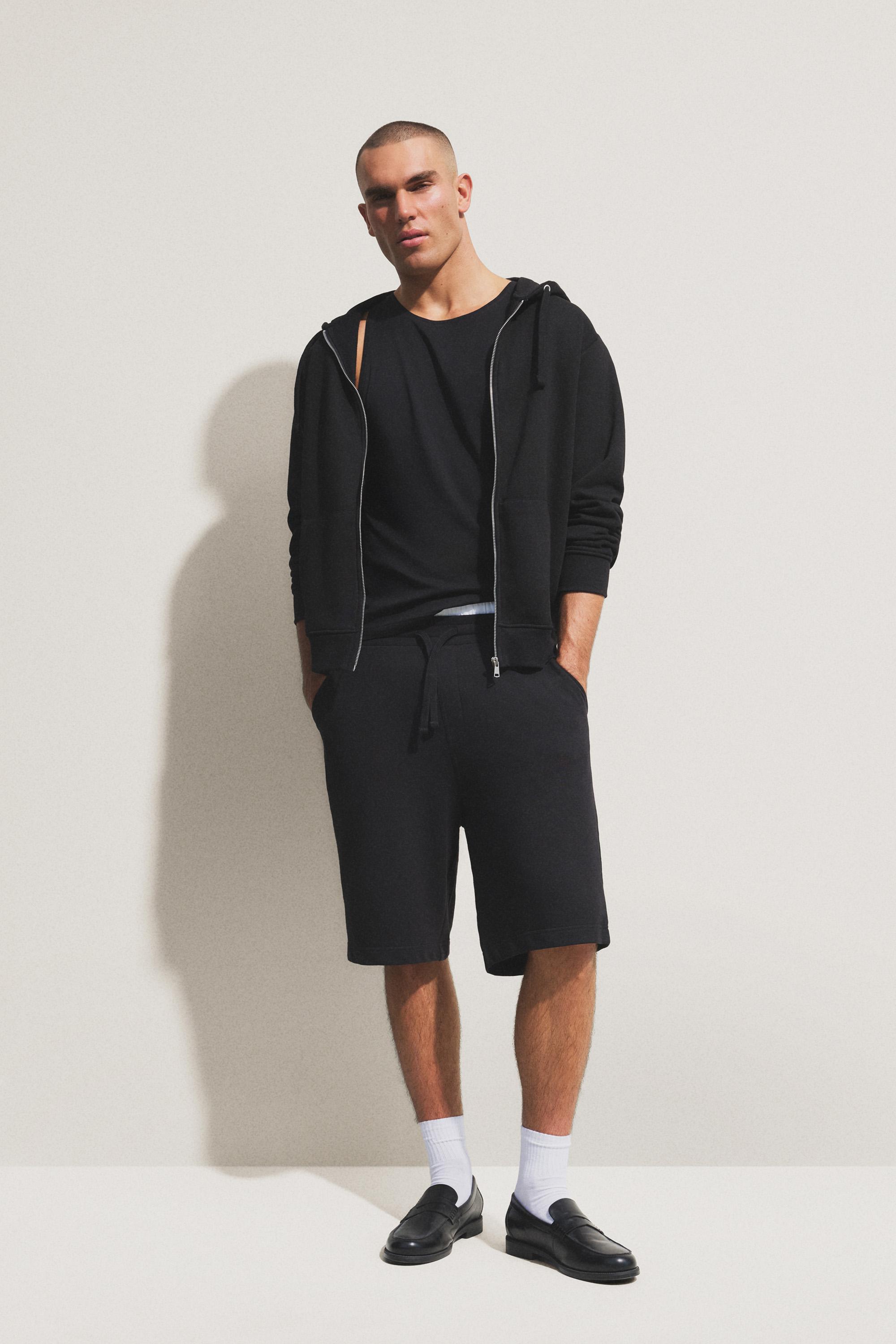 Basic tracksuit Bermuda shorts — BLACK