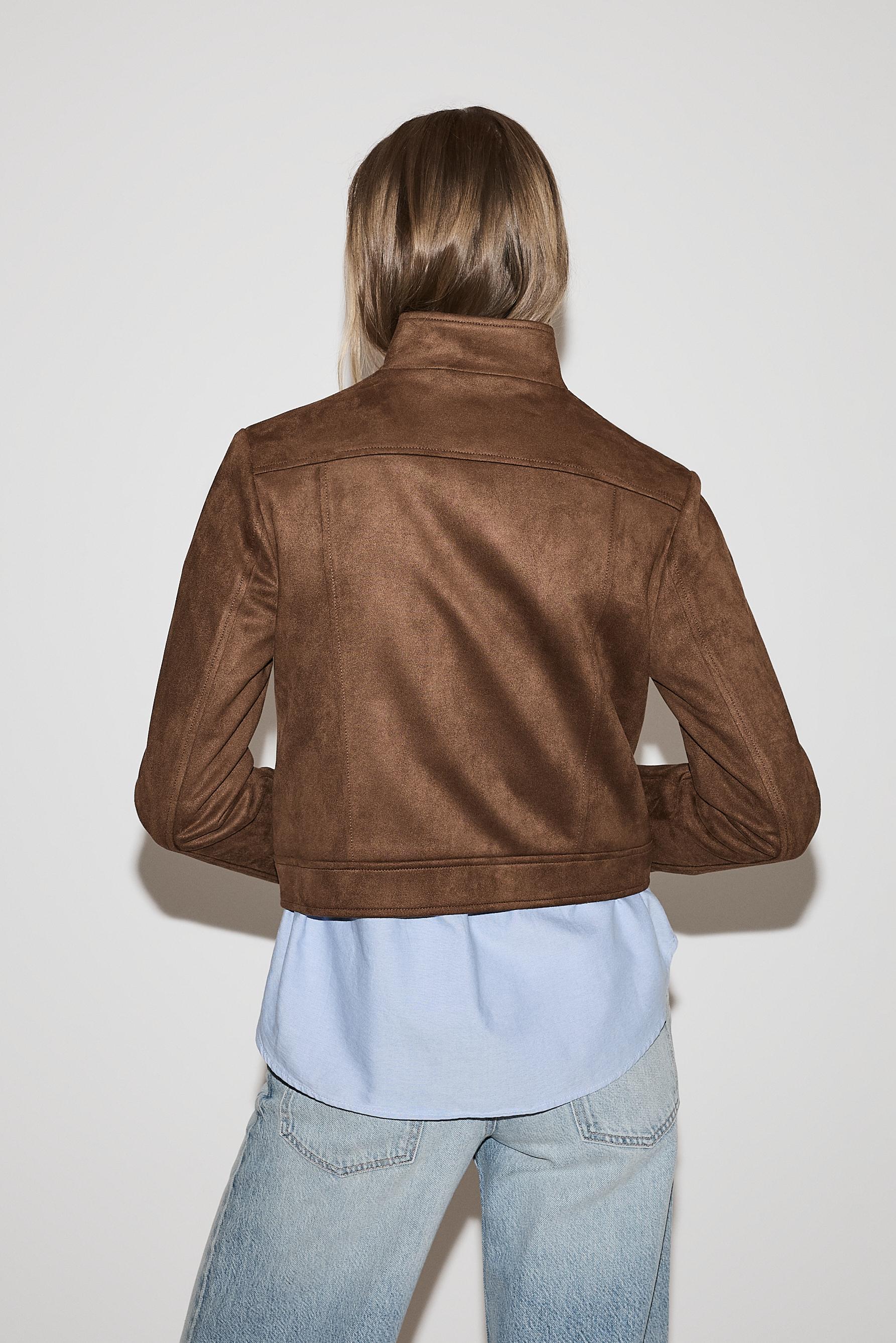 Faux suede jacket — DARK CAMEL