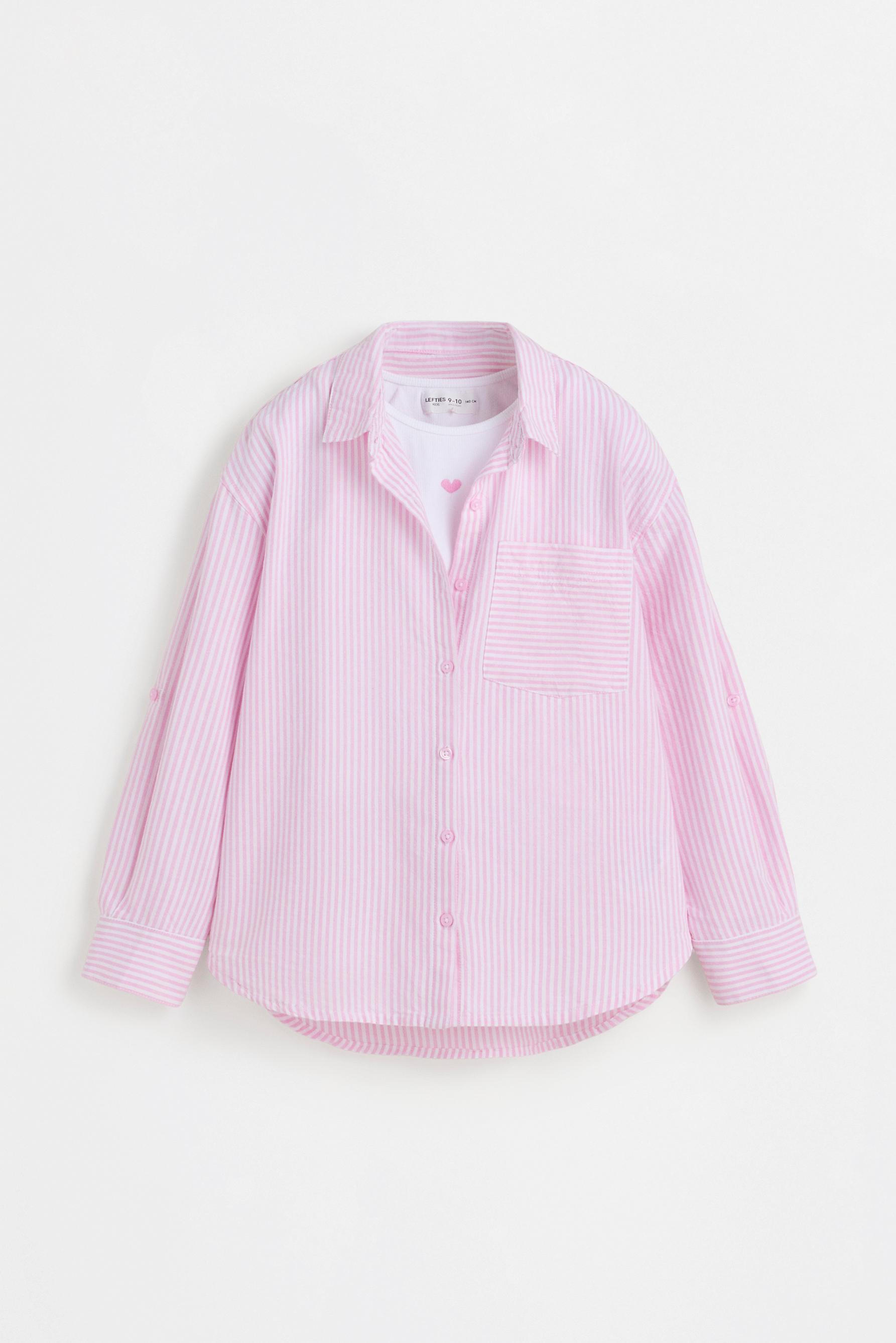 Striped shirt and ribbed T-shirt pack — PINK
