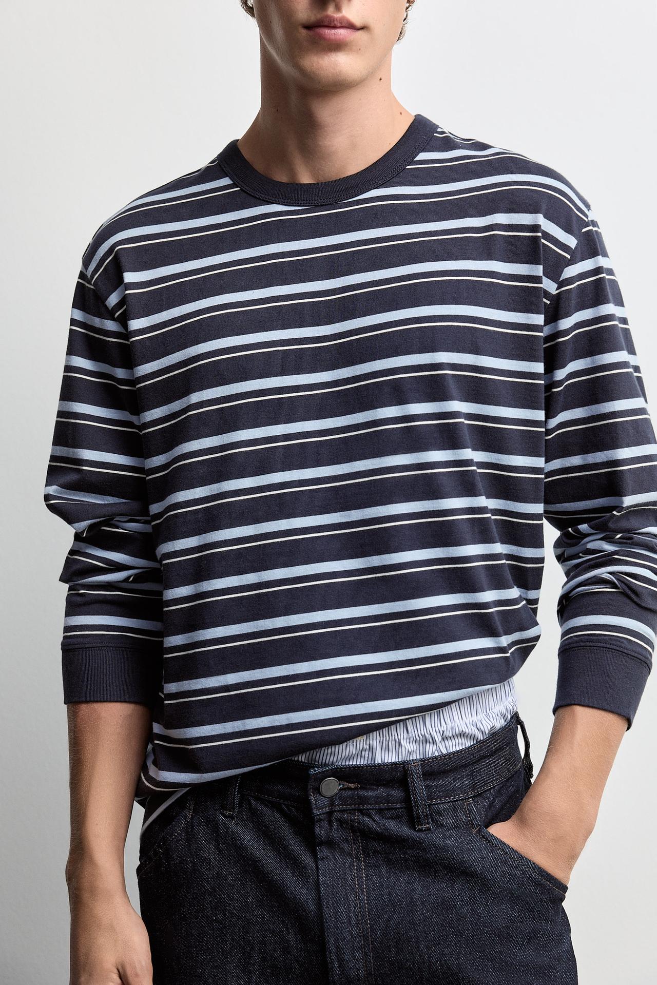 Medium jersey striped T-shirt — DARK NAVY