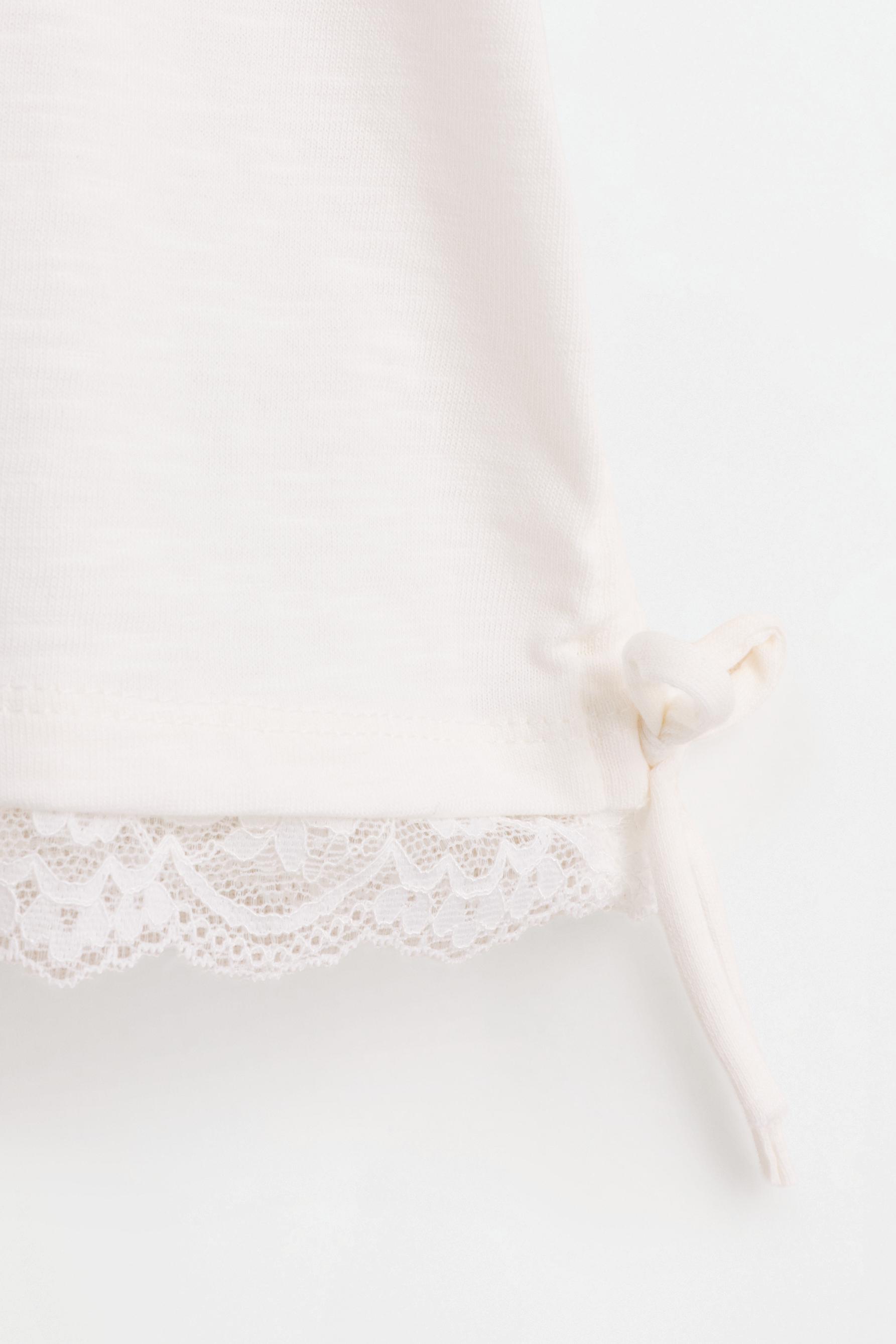 Lace T-shirt with tie — OFF WHITE