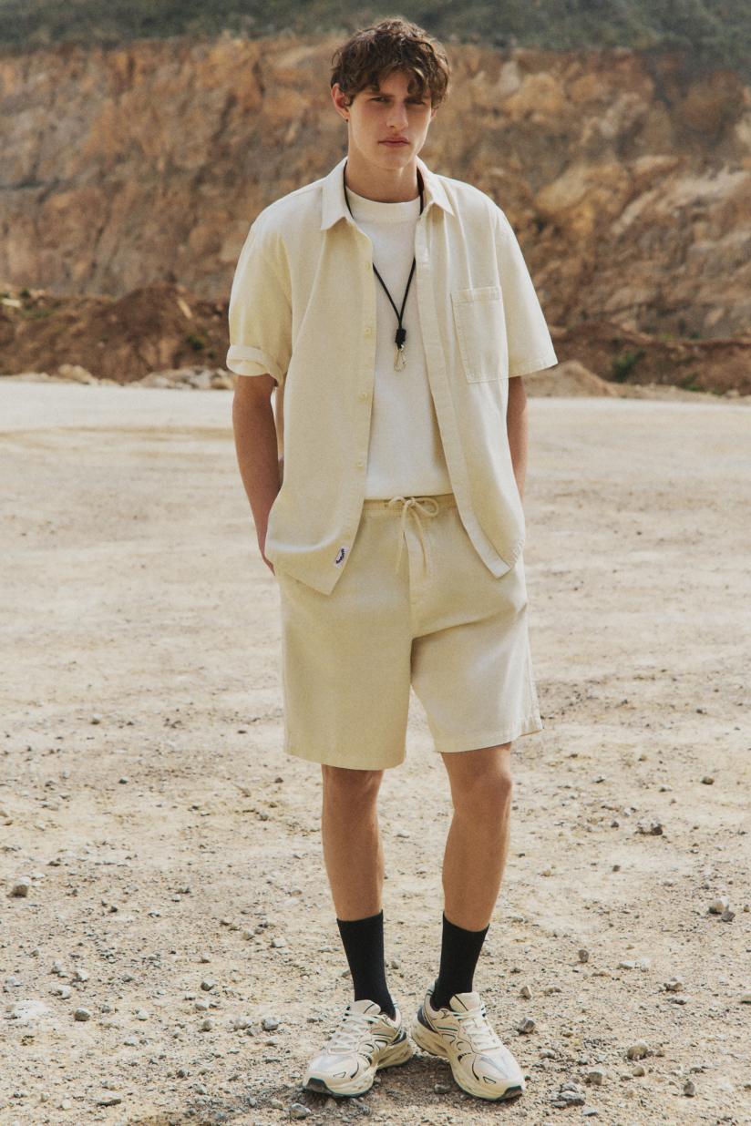 Denim jogger Bermuda shorts — ECRU