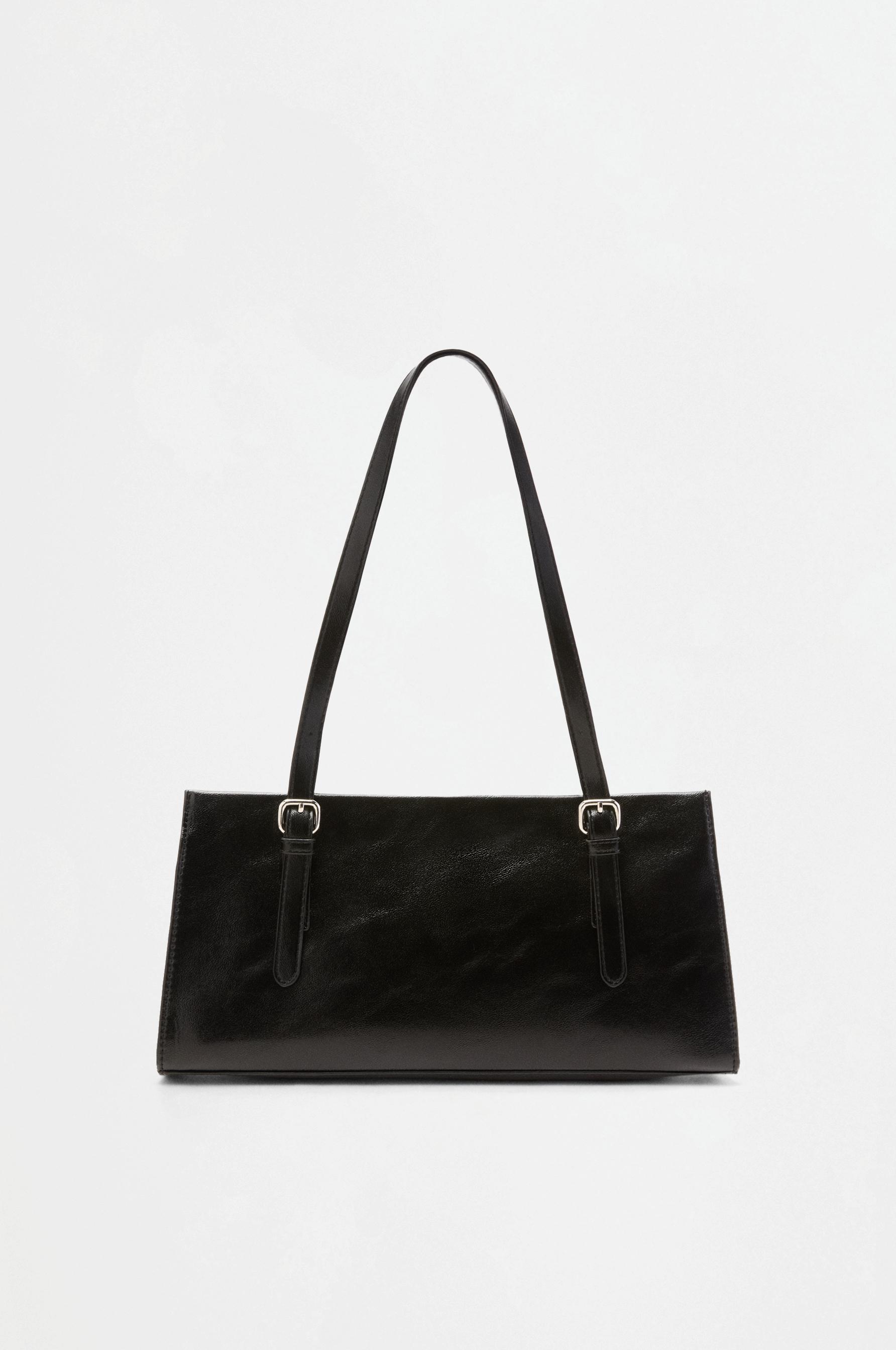 Buckle detail shoulder bag — BLACK