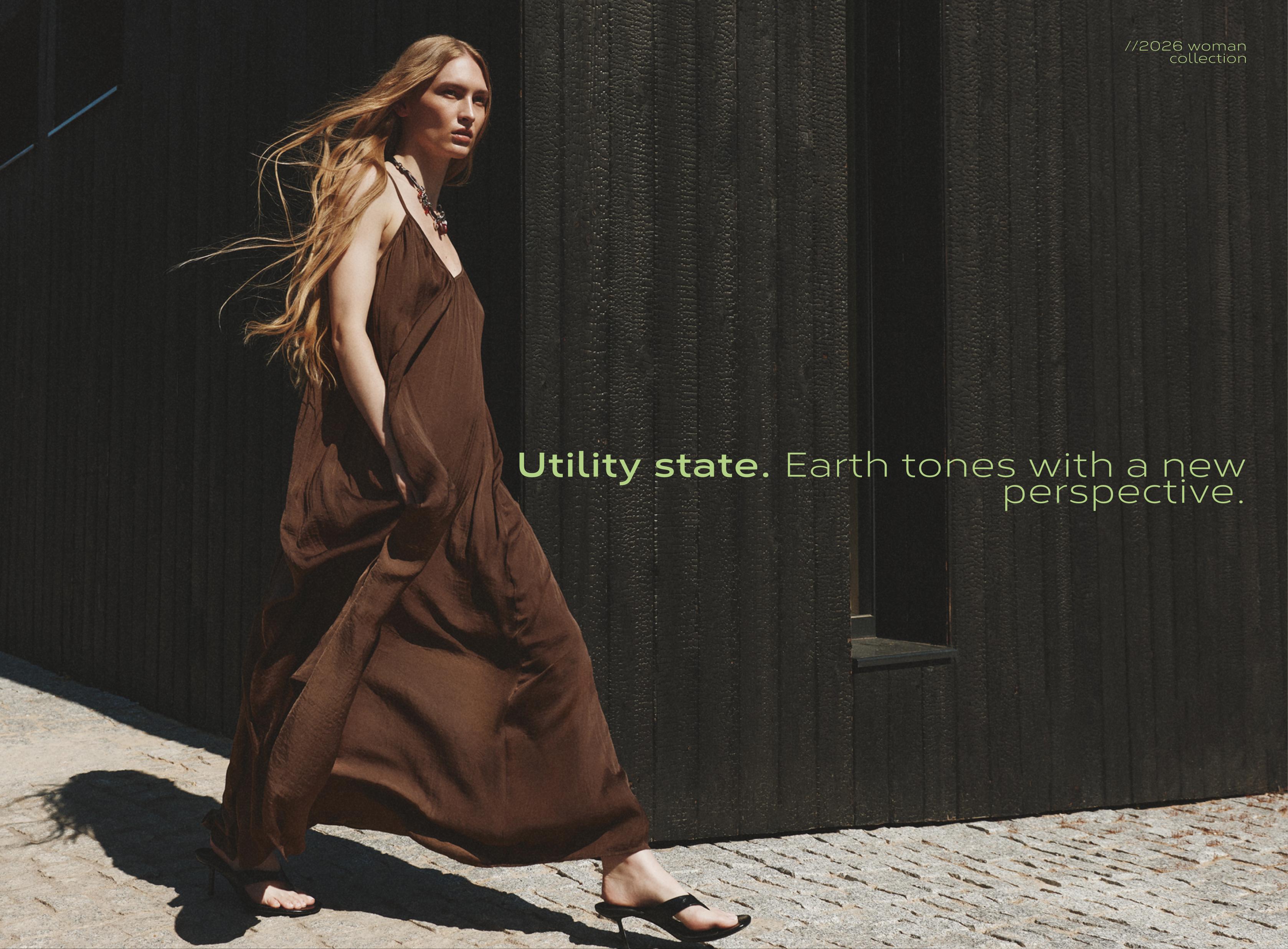 Satin midi dress — BROWN