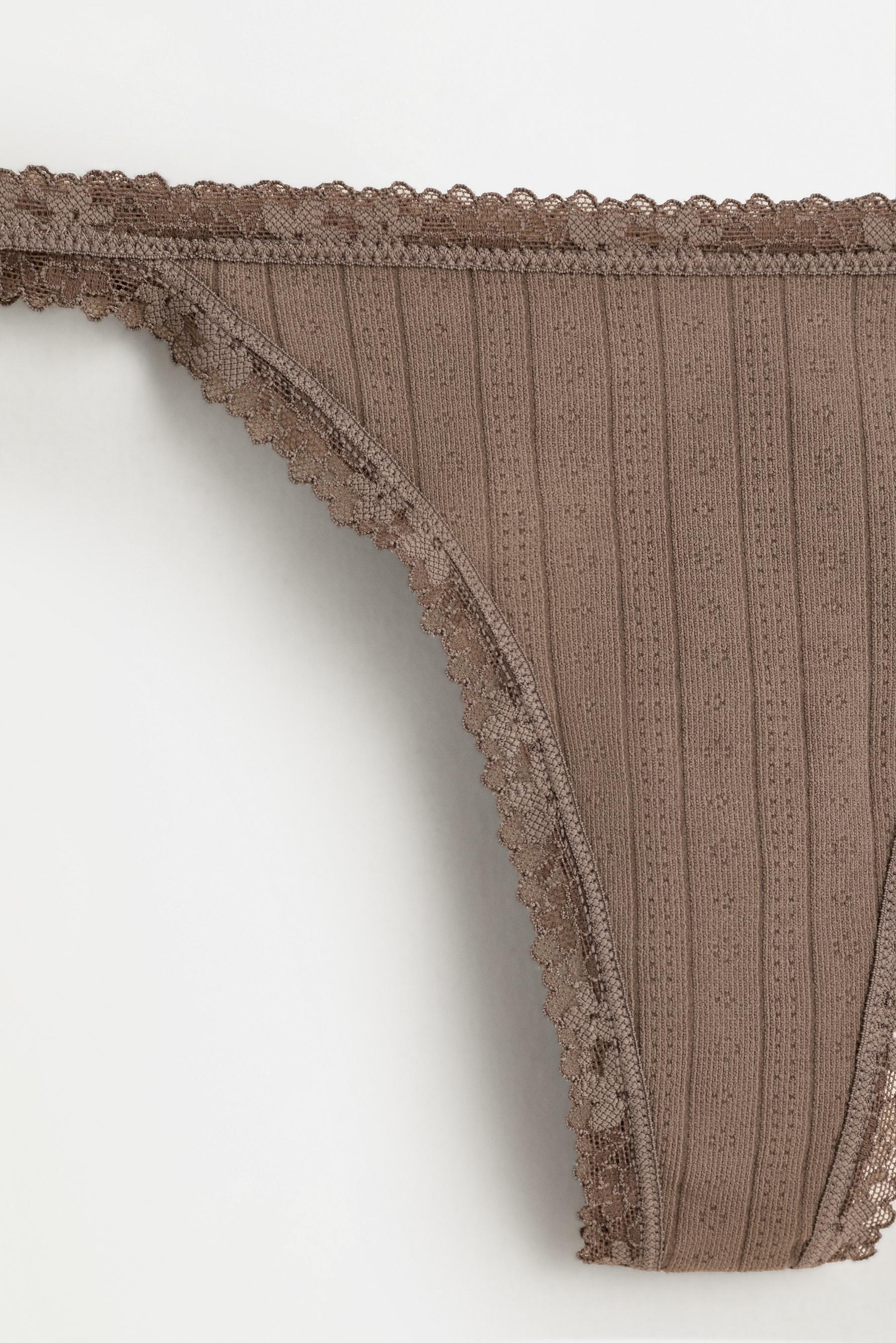 Lace thongs (2-pack) — CHOCOLATE