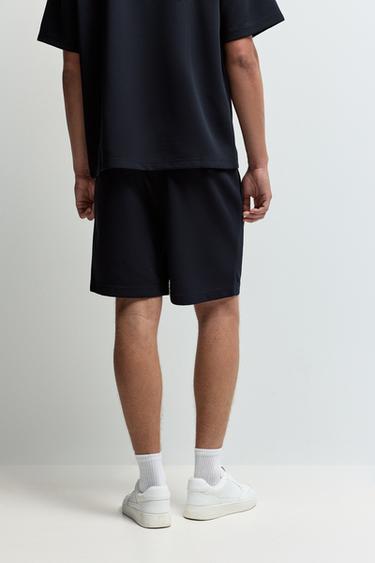 Textured tracksuit Bermuda shorts — DARK NAVY 4