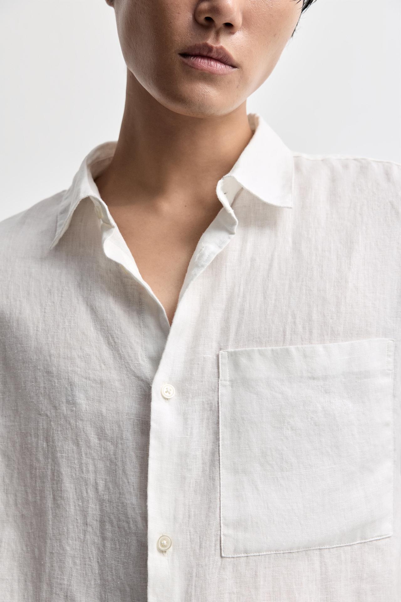100% linen shirt — WHITE