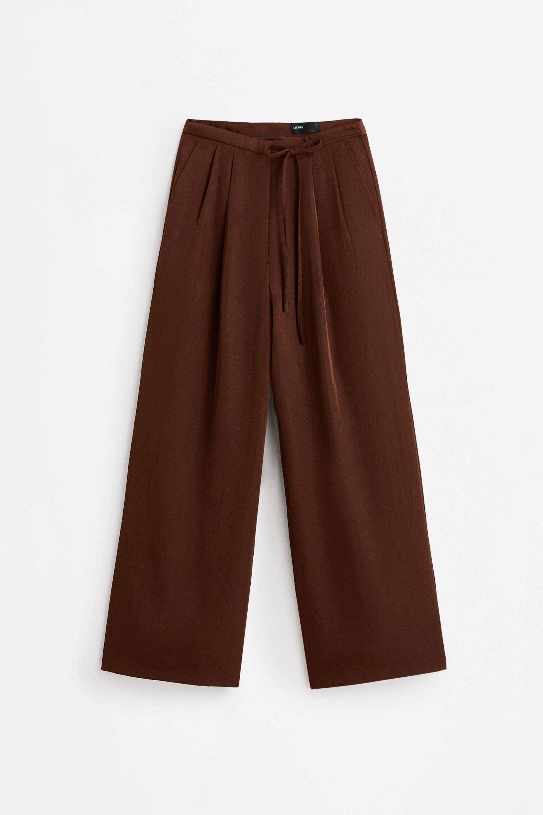 Satin wide-leg trousers — BROWN
