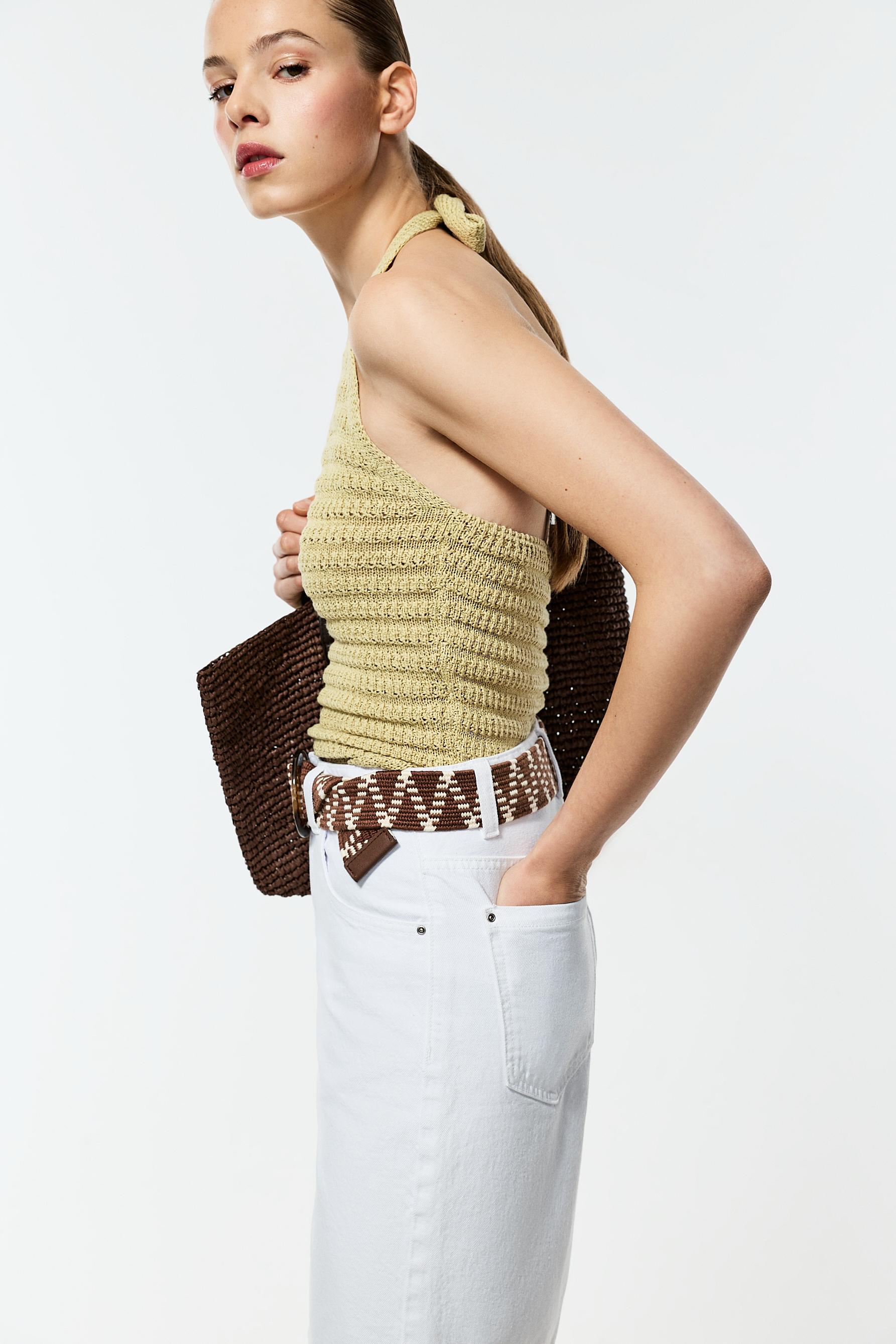 Knit halter top — PALE GREEN