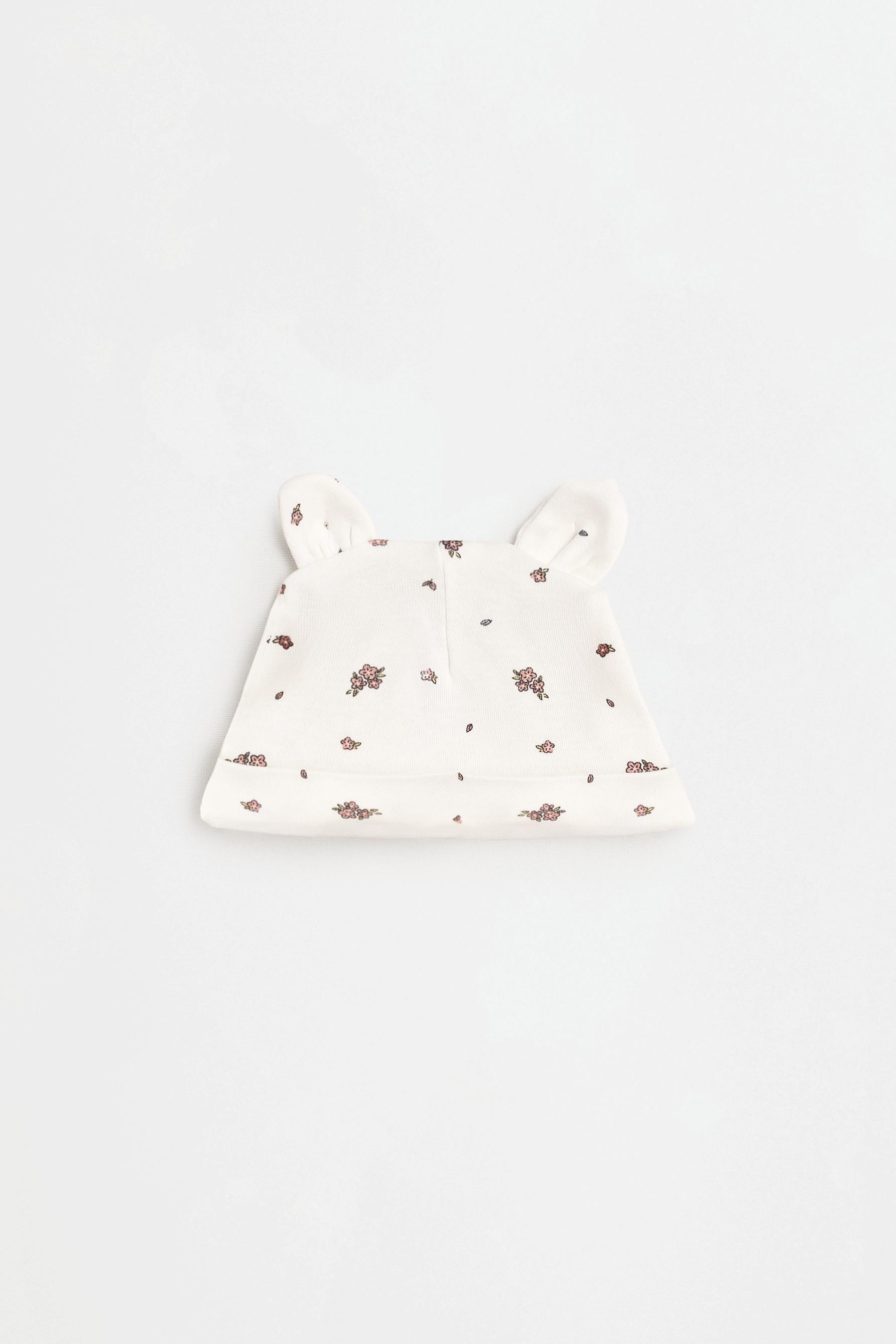 Printed bodysuit, footed leggings and hat set — CHALK PINK