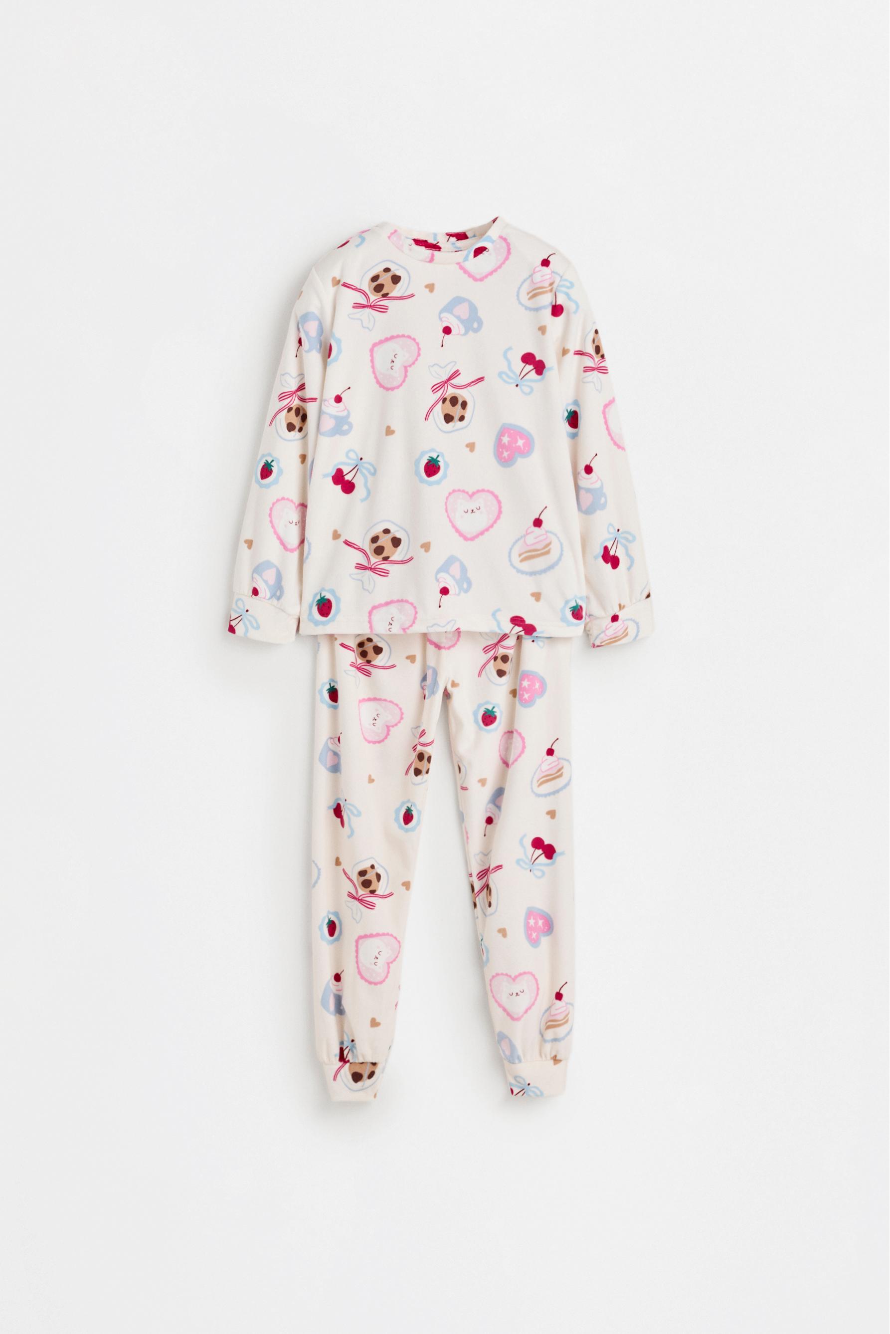 Velvet-feel star pyjamas — ECRU