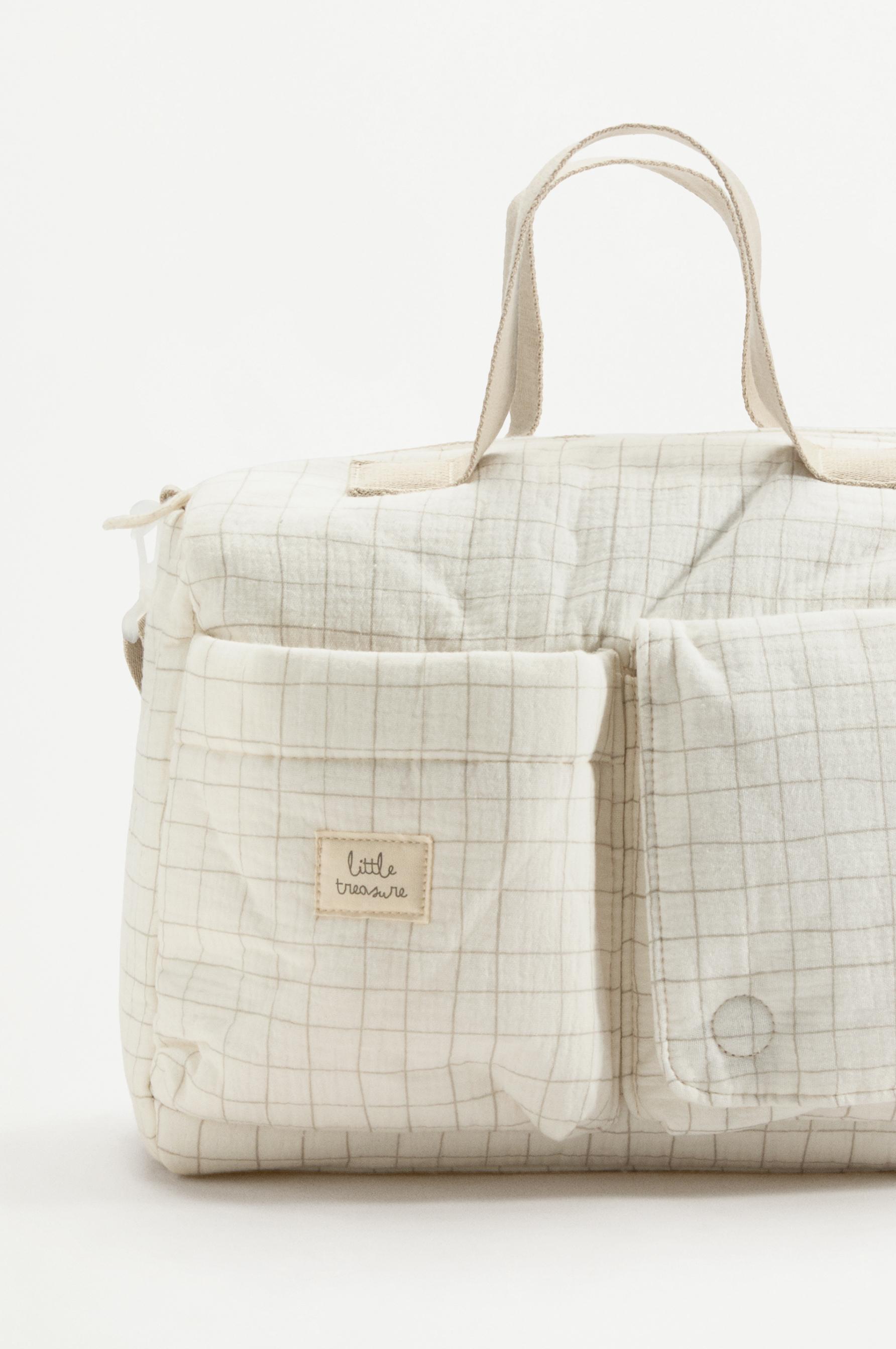Checked maternity bowling bag — ECRU