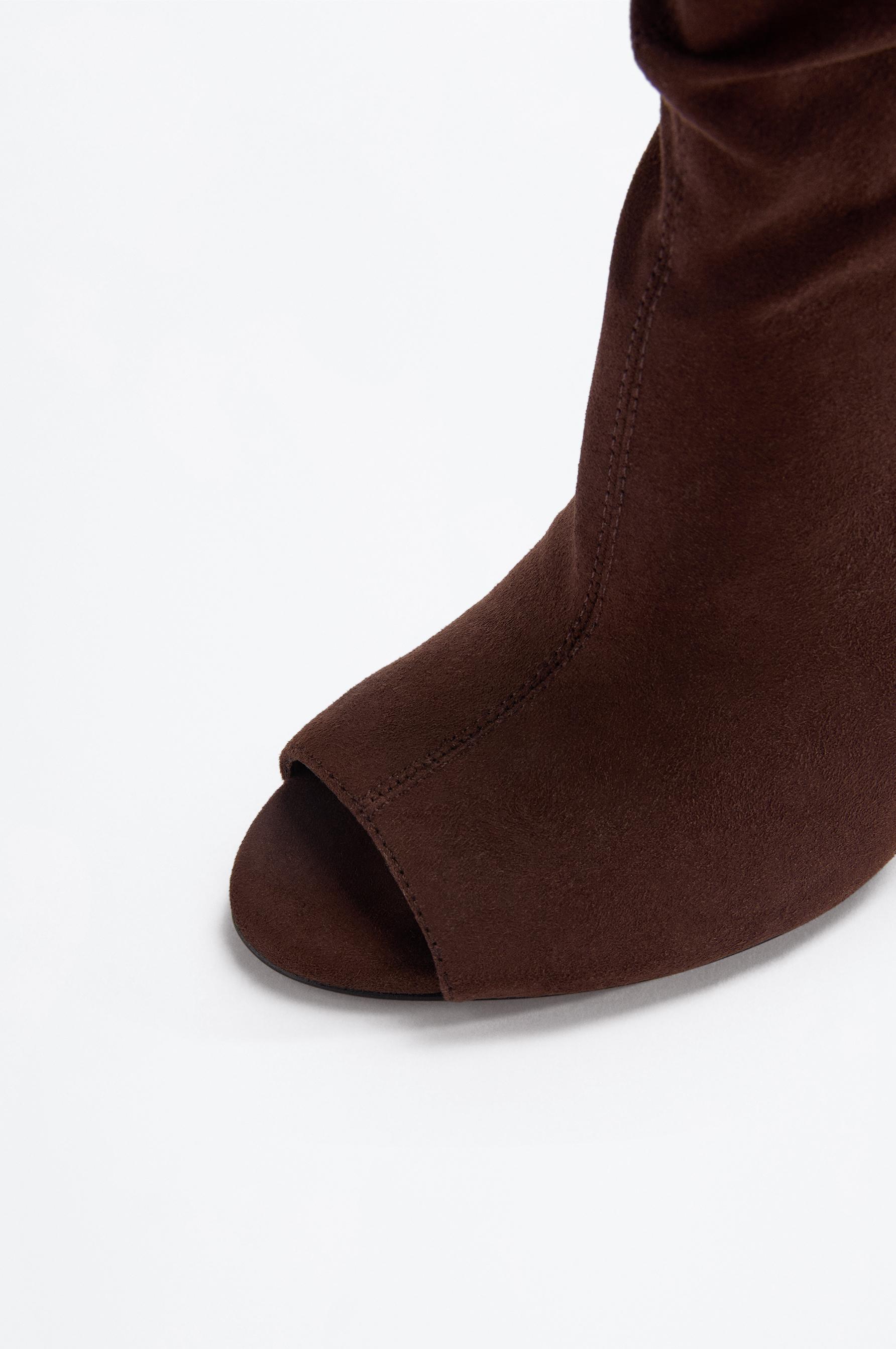 Faux suede heeled boot — BROWN