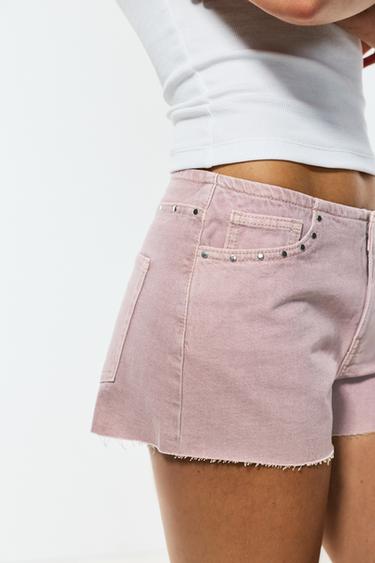 Studded denim shorts — FADED PINK 3