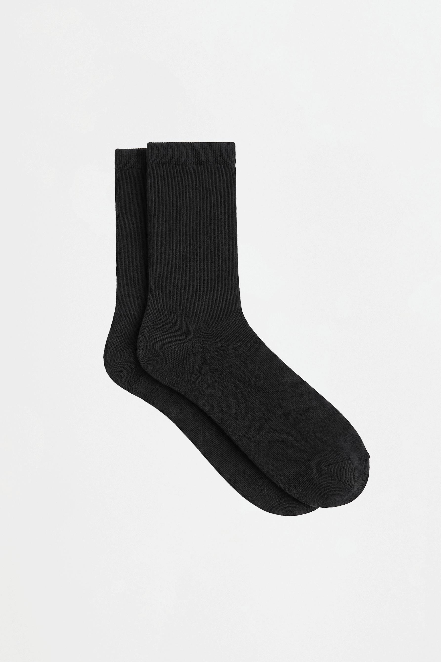 Plain long socks (10-pack) — BLACK