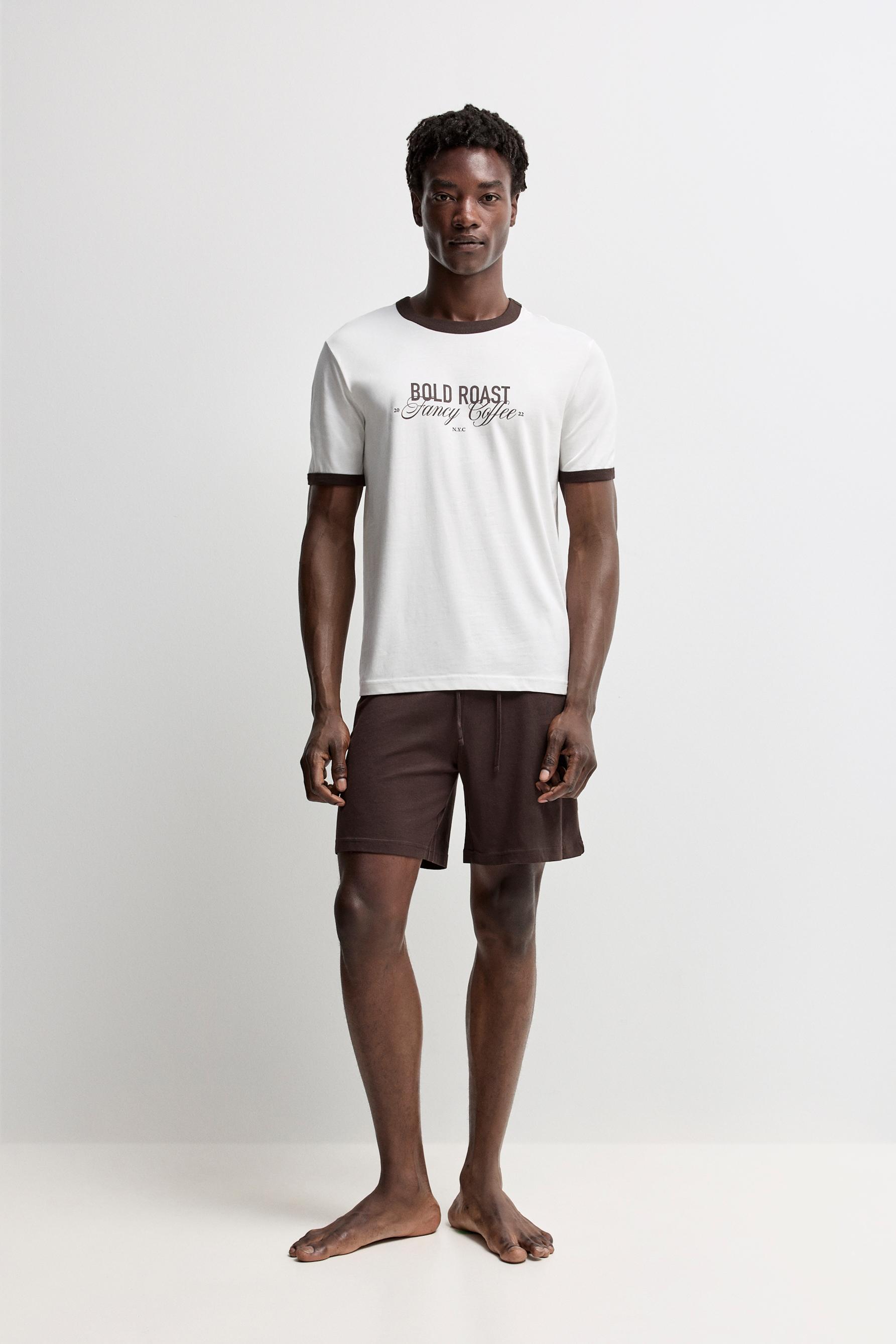 Straight fit printed short pyjamas — WHITE