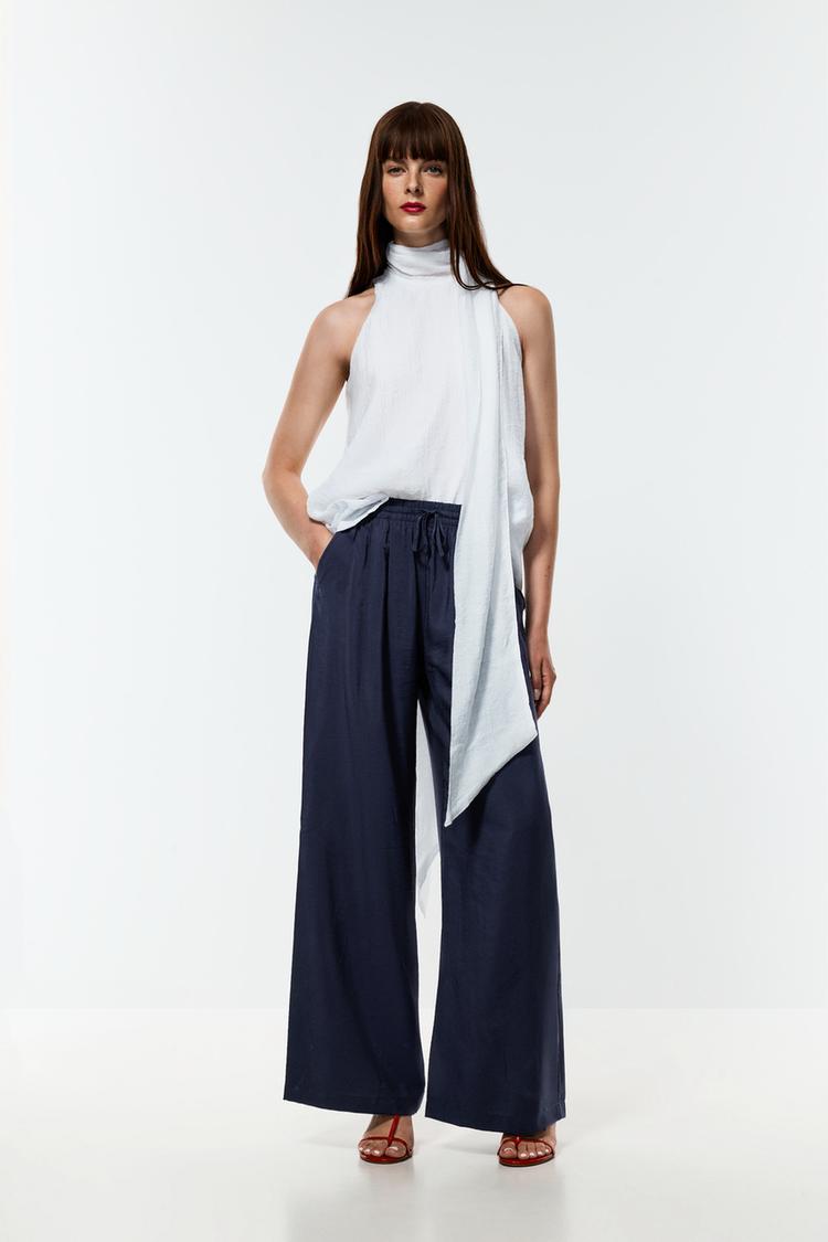 Basic straight-leg trousers — NAVY