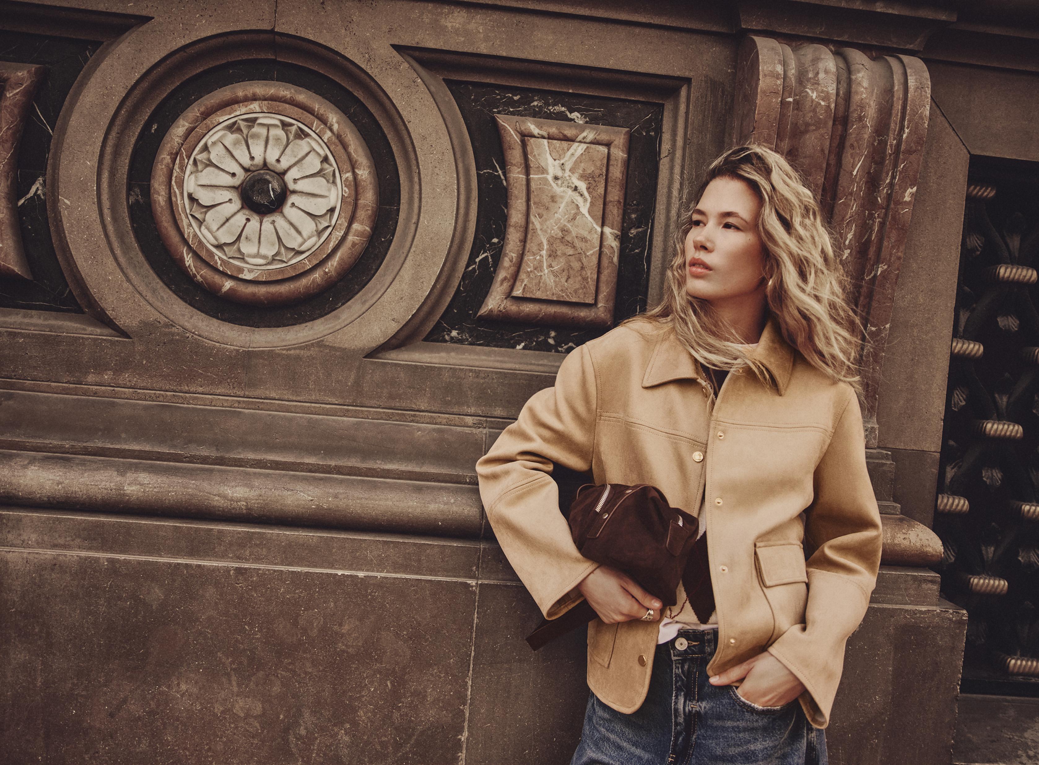 Faux suede jacket — GREY