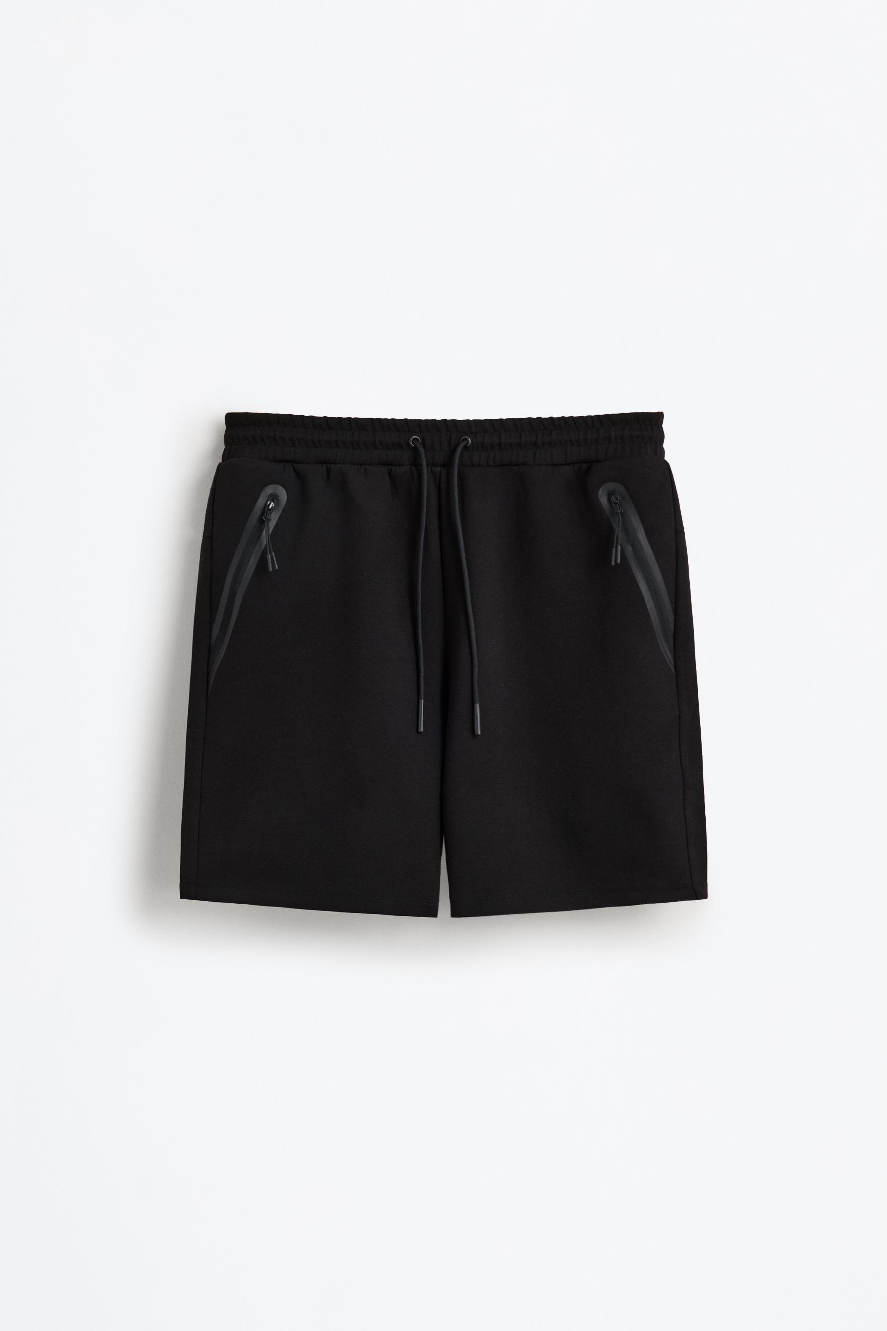 Basic interlock Bermuda shorts — BLACK