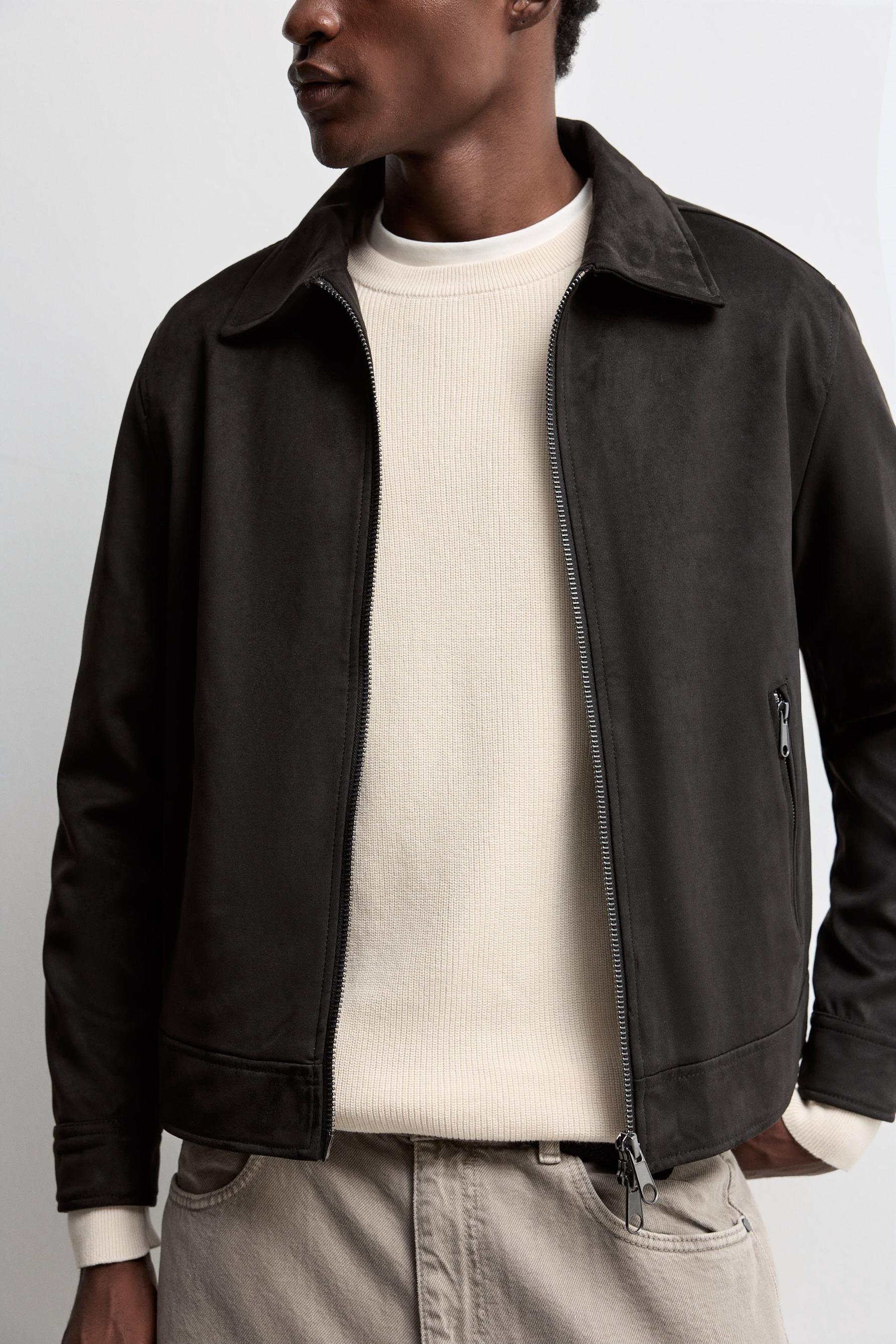 Faux suede jacket — BLACK