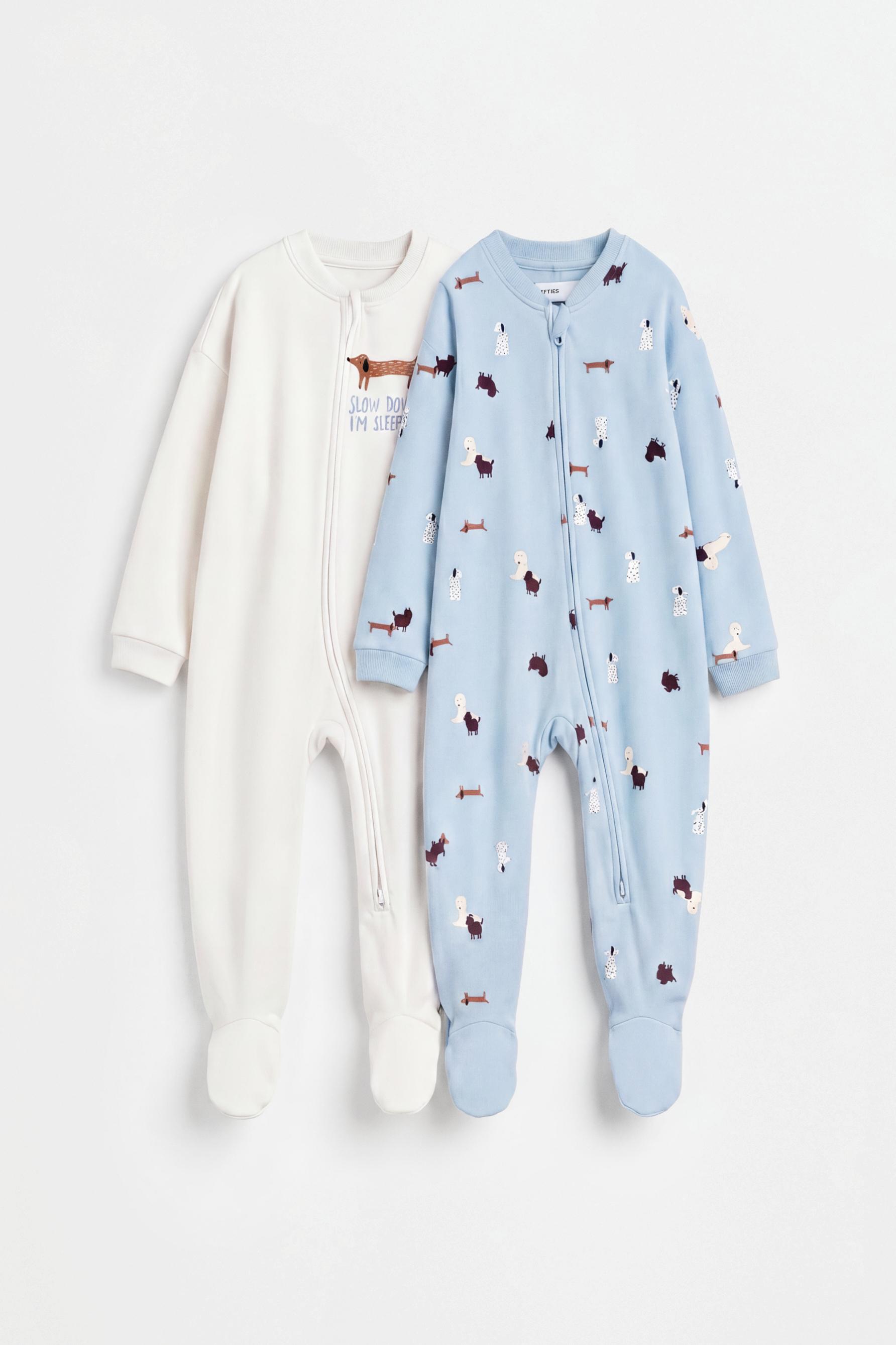 Pack of 2 dinosaur sleepsuits — ECRU
