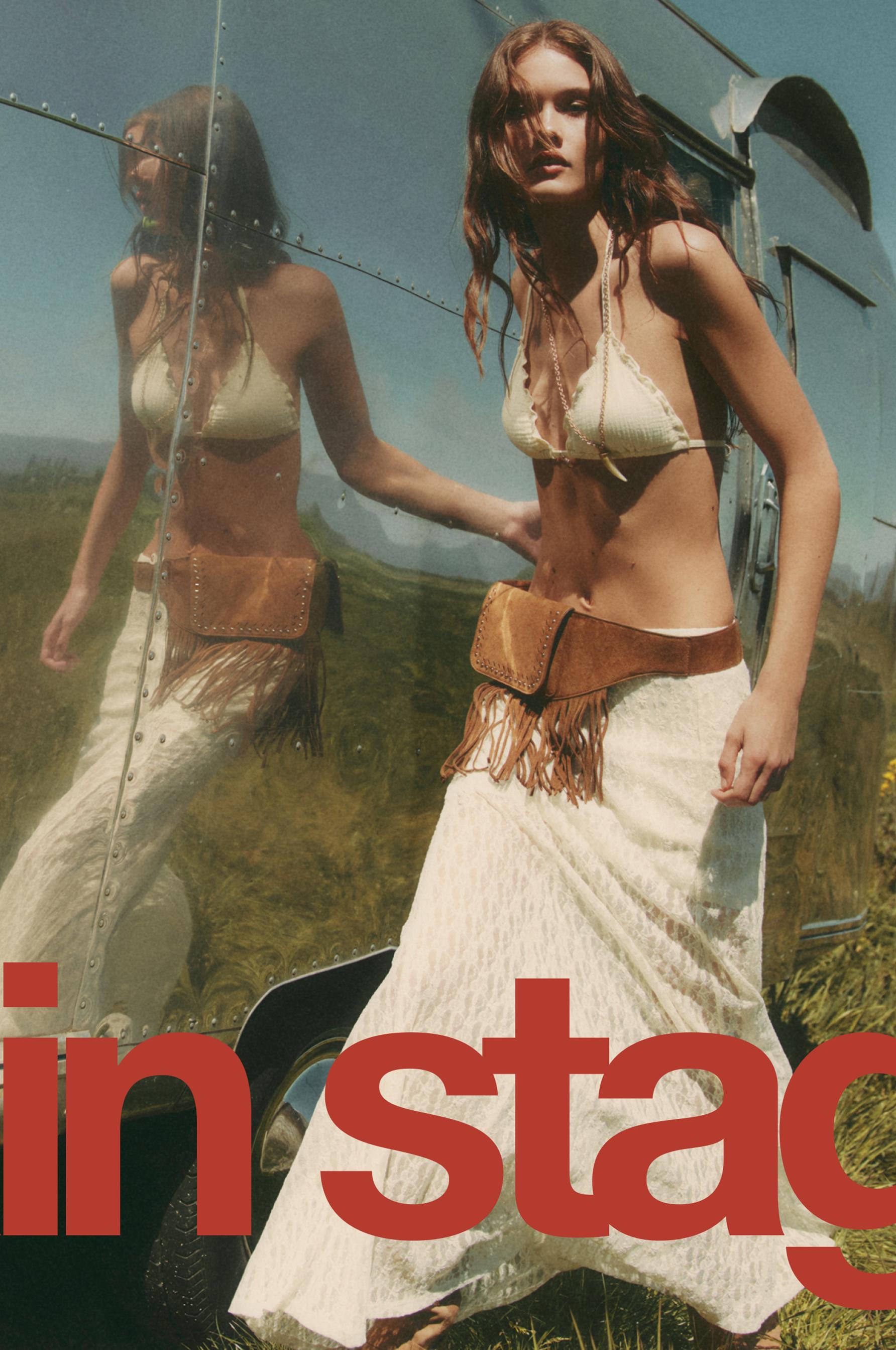 Fringed belt bag — CAMEL